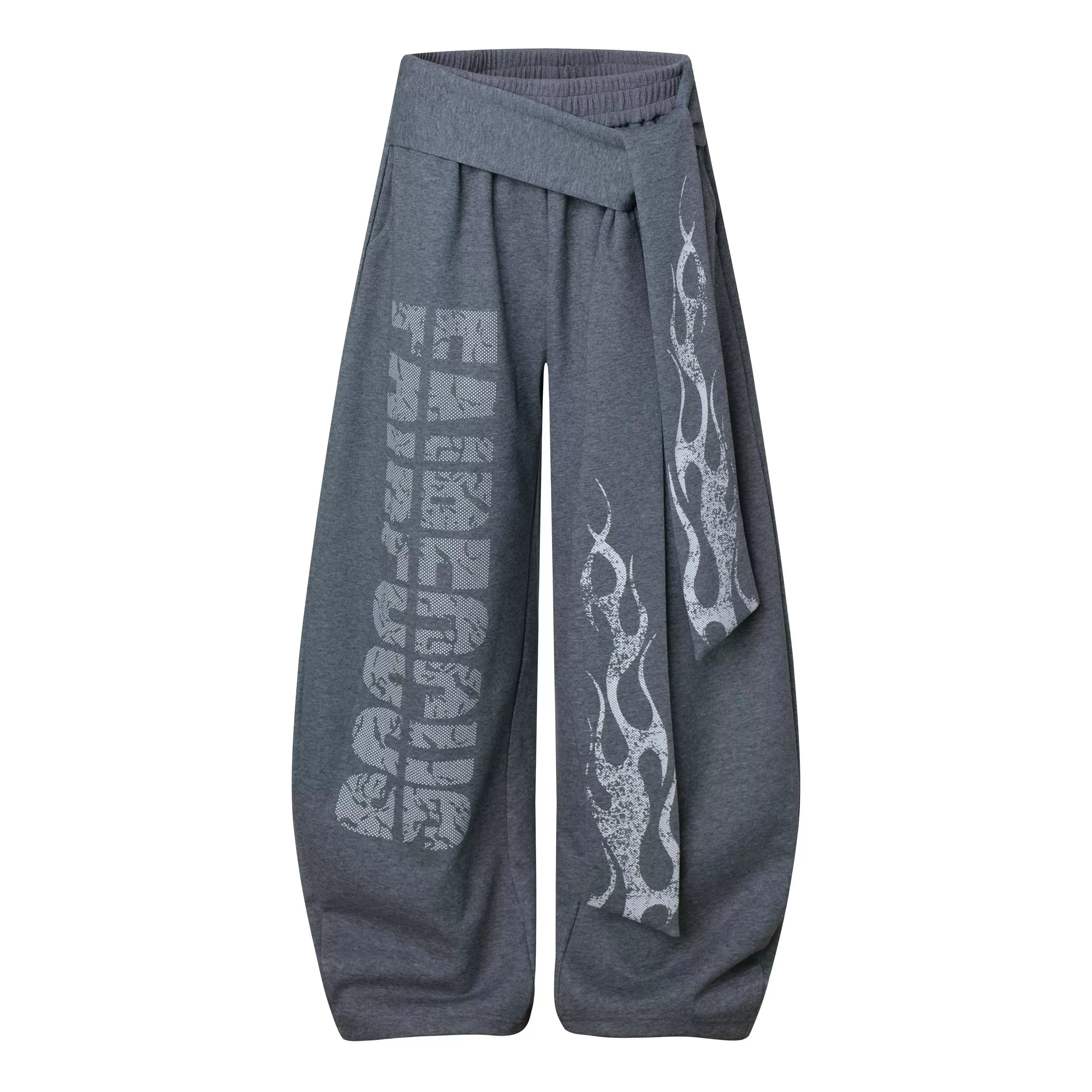 Y2K Totem Graphic Tie-Strap Blade Cut Sweatpants