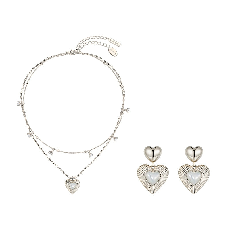 Double Layer Heart Mother of Pearl Necklace