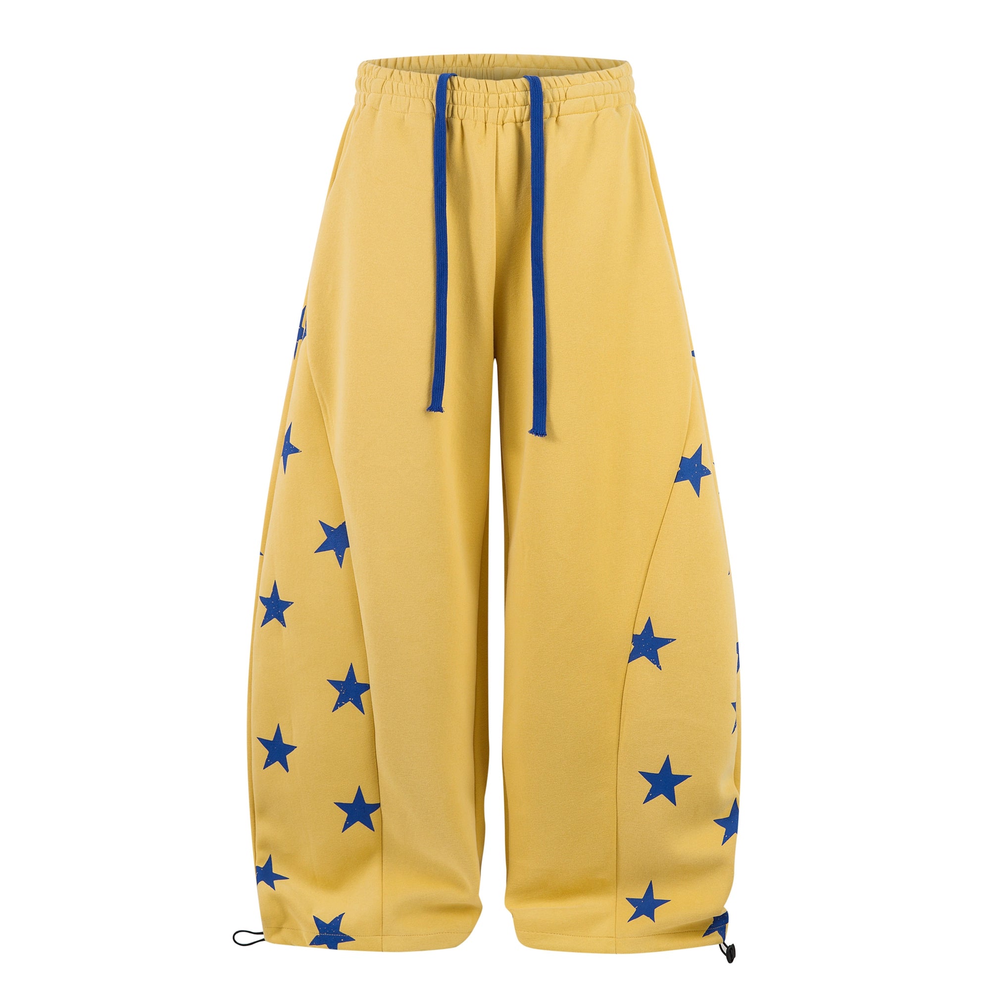 Retro Star Patch Contrast Wide-Leg Sweatpants