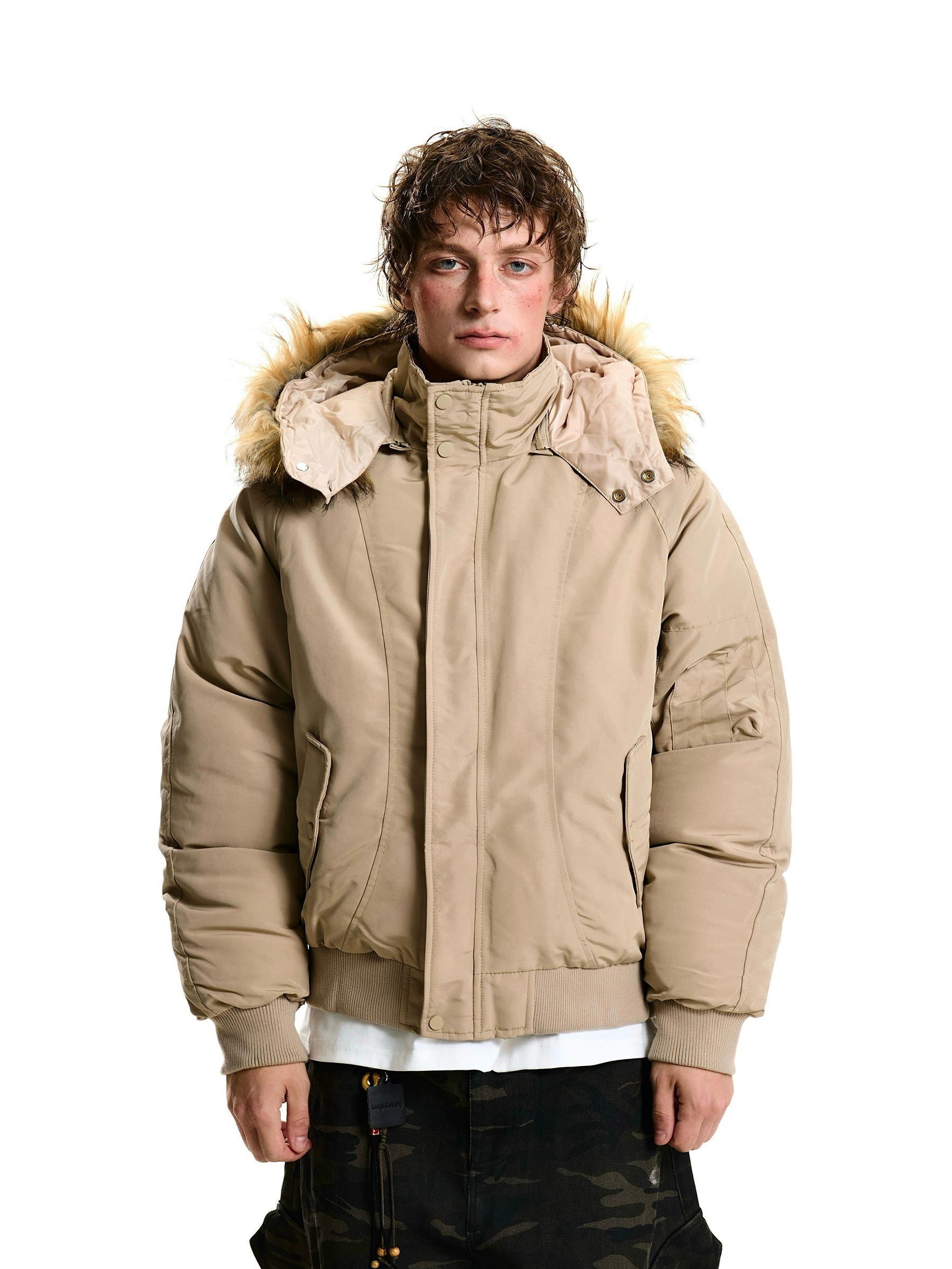 Fur Hood Utility Bomber Parka Puffer Jacket