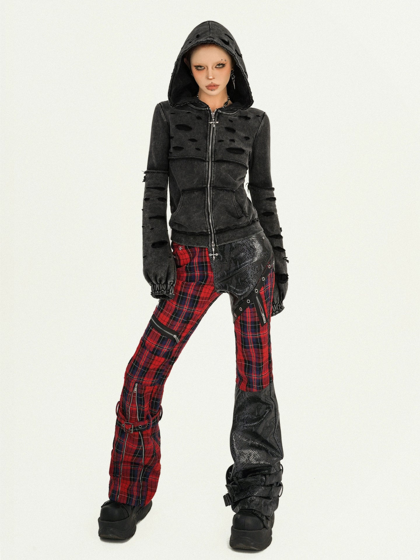 Washed Fitted Zip-Up Hoodie Jacket