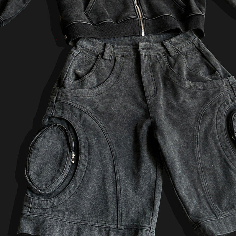 High Street Big Pocket Deconstructed Denim Shorts