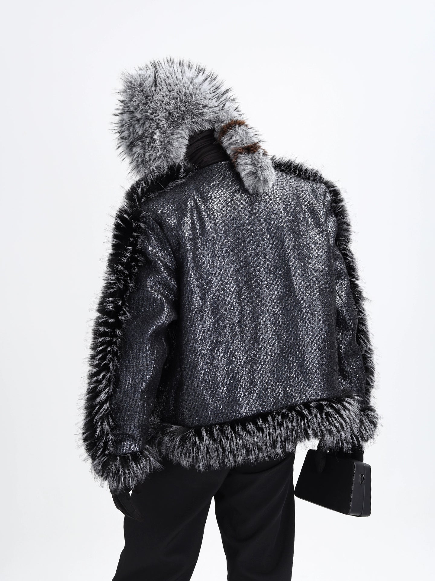 Glossy Fur Patch Street Jacket