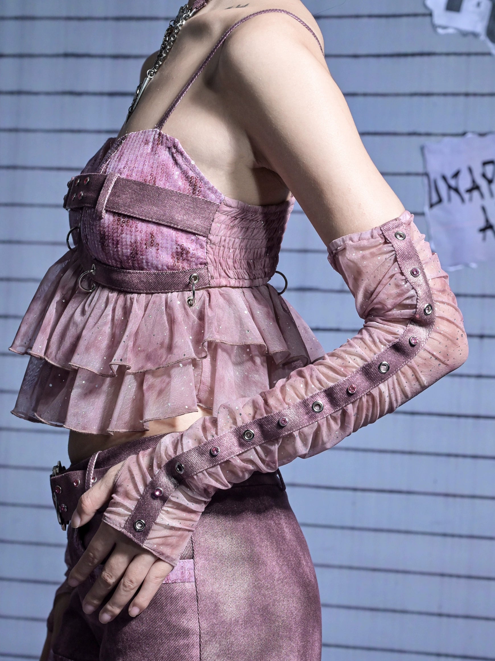 Mesh Studded Long Sleeves