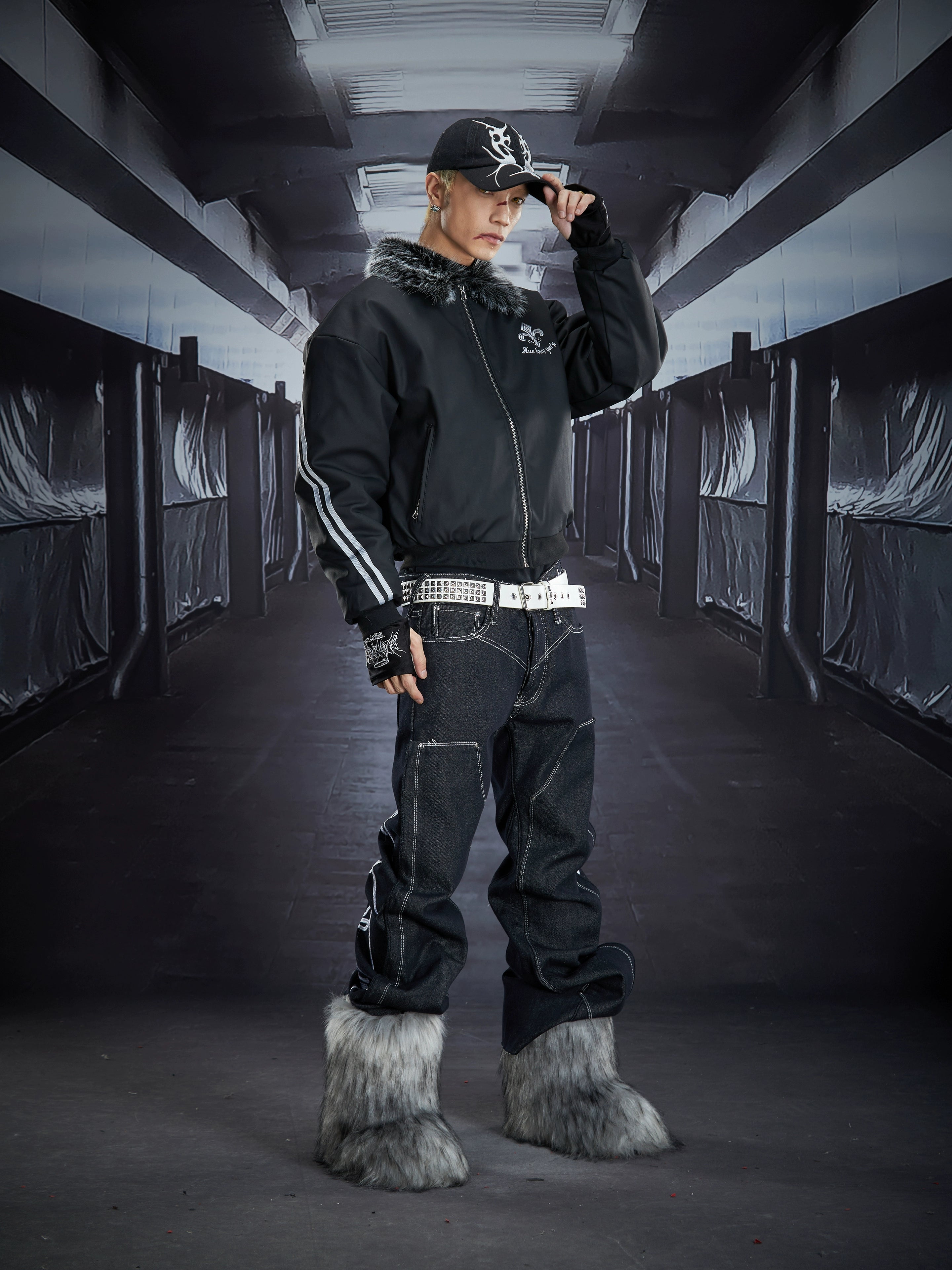 Y2K Low-Waist Embroidered Straight-Leg Fleece Jeans