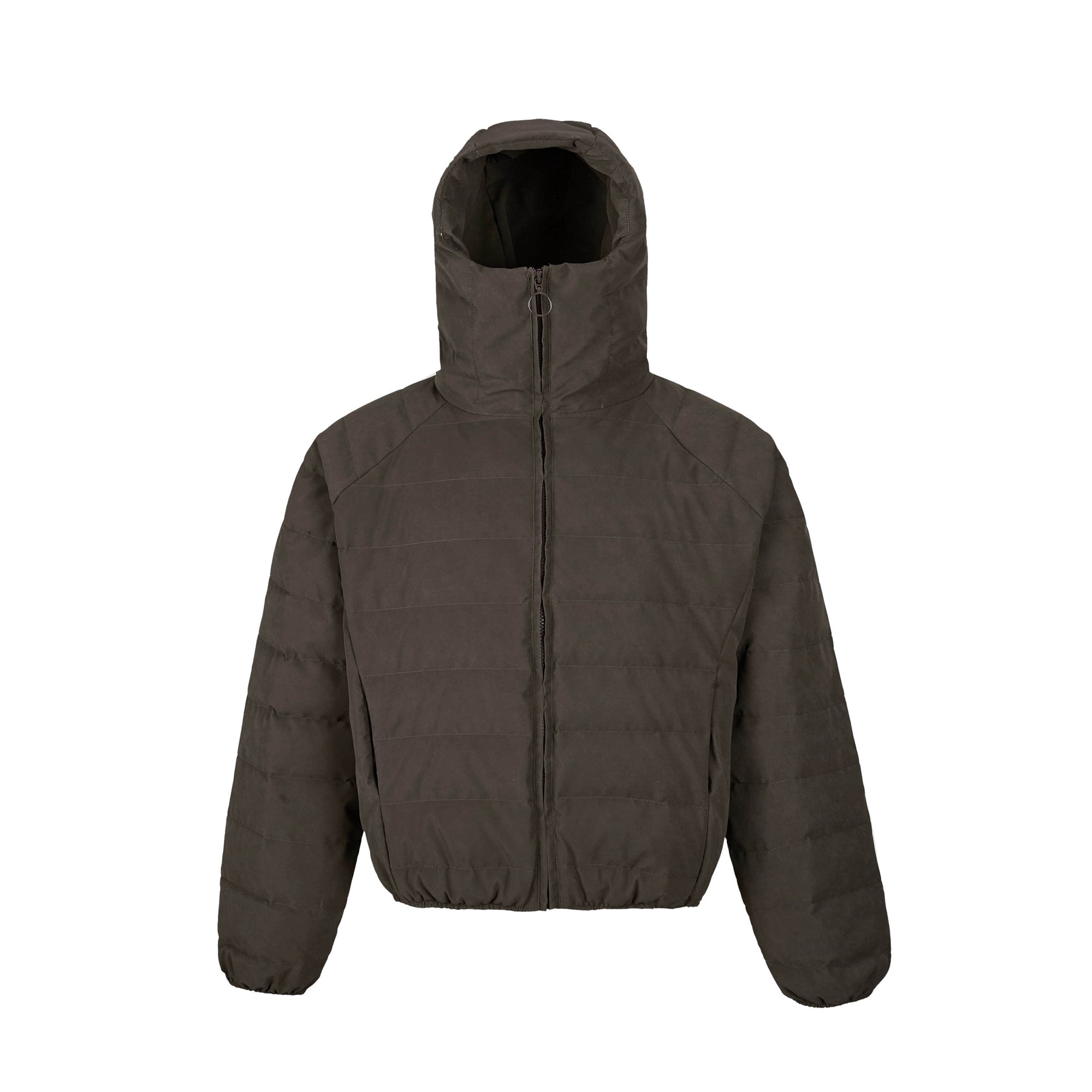 Lightweight 90% Down Ribbed Masked Hood Puffer