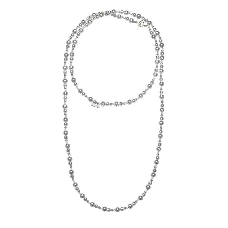 Long Layered Pearl Necklace with OT Clasp