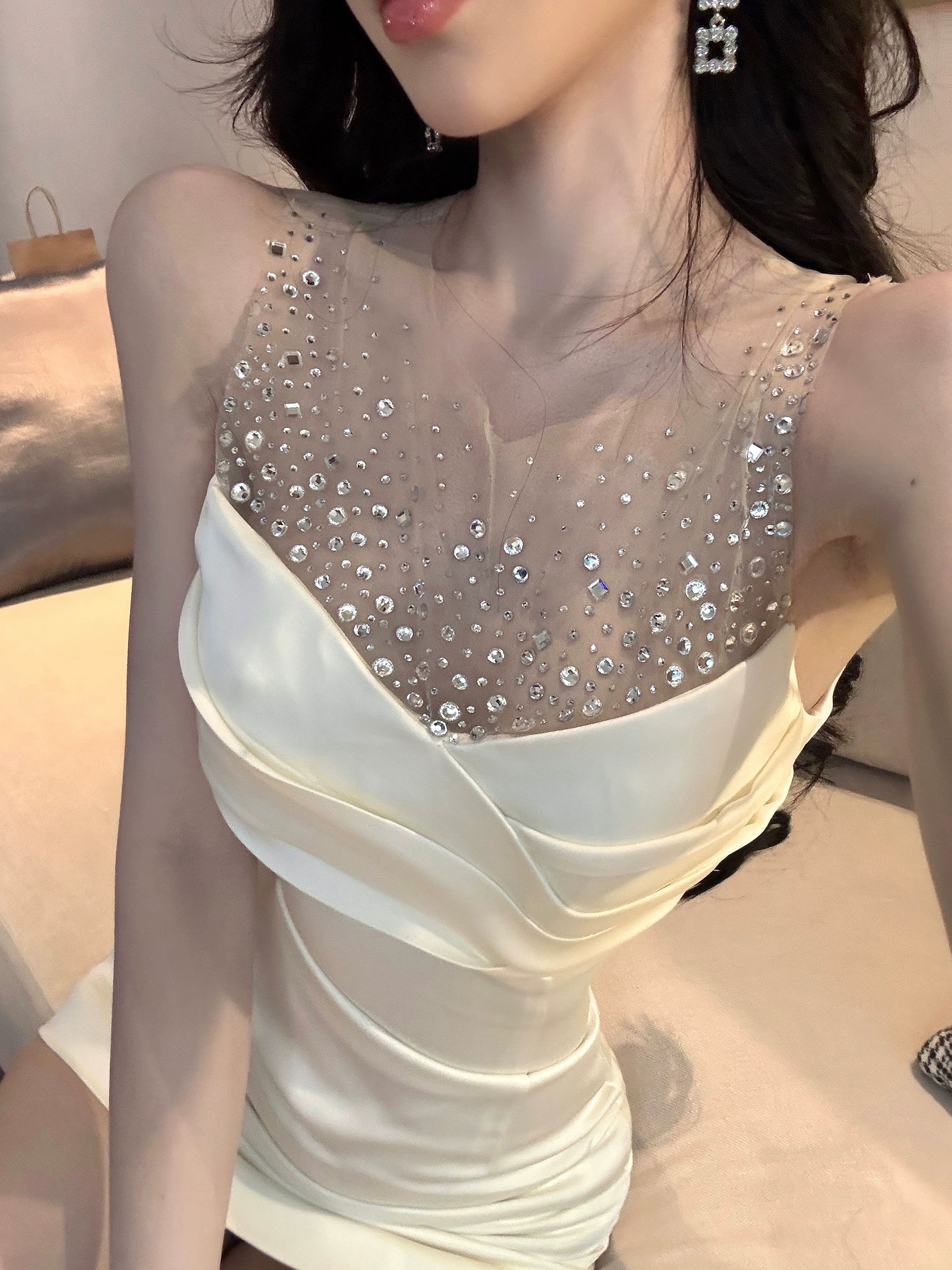 Elegant Sheer Mesh Midi Dress