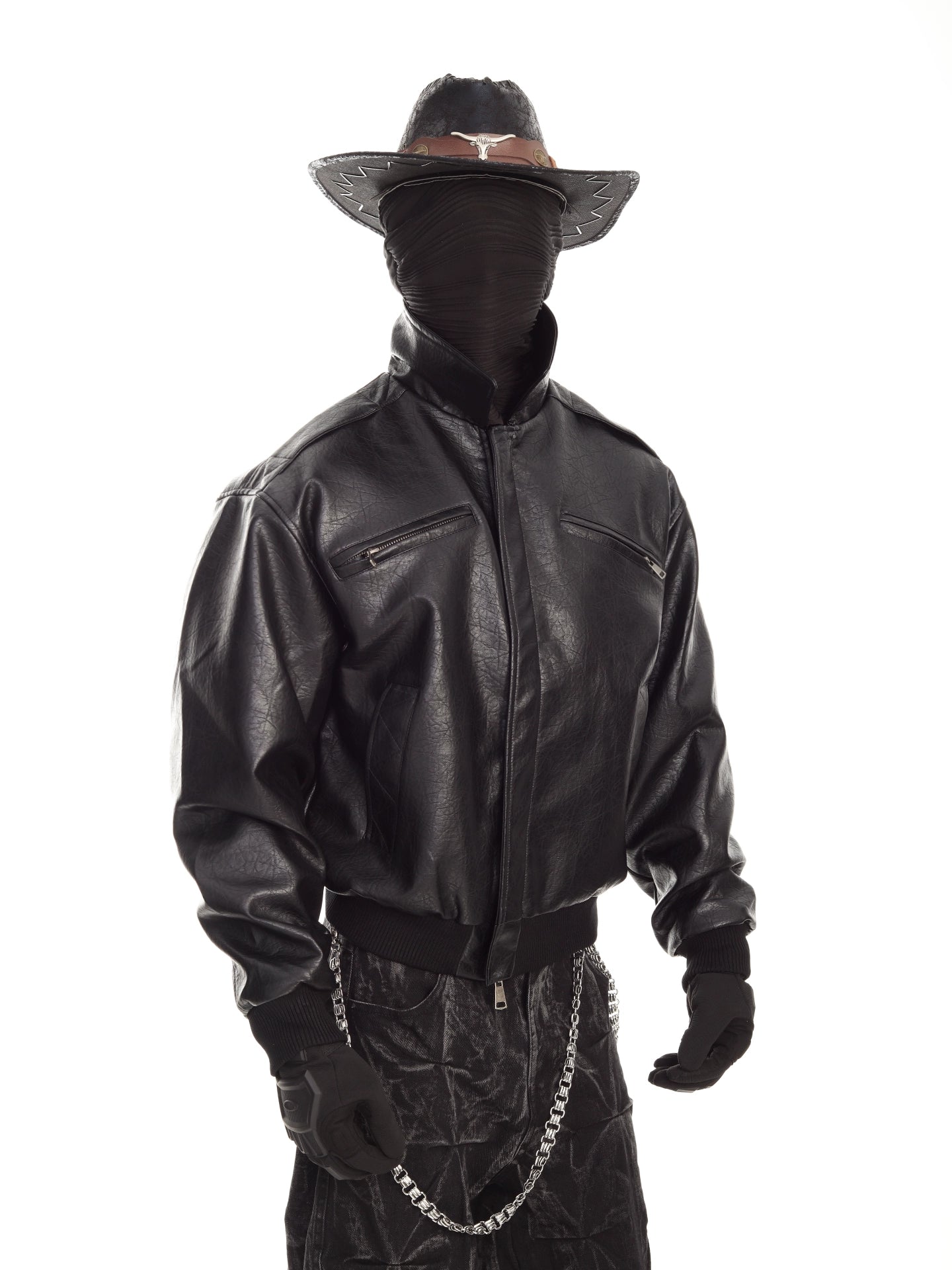 Black Cracked Leather Biker Jacket