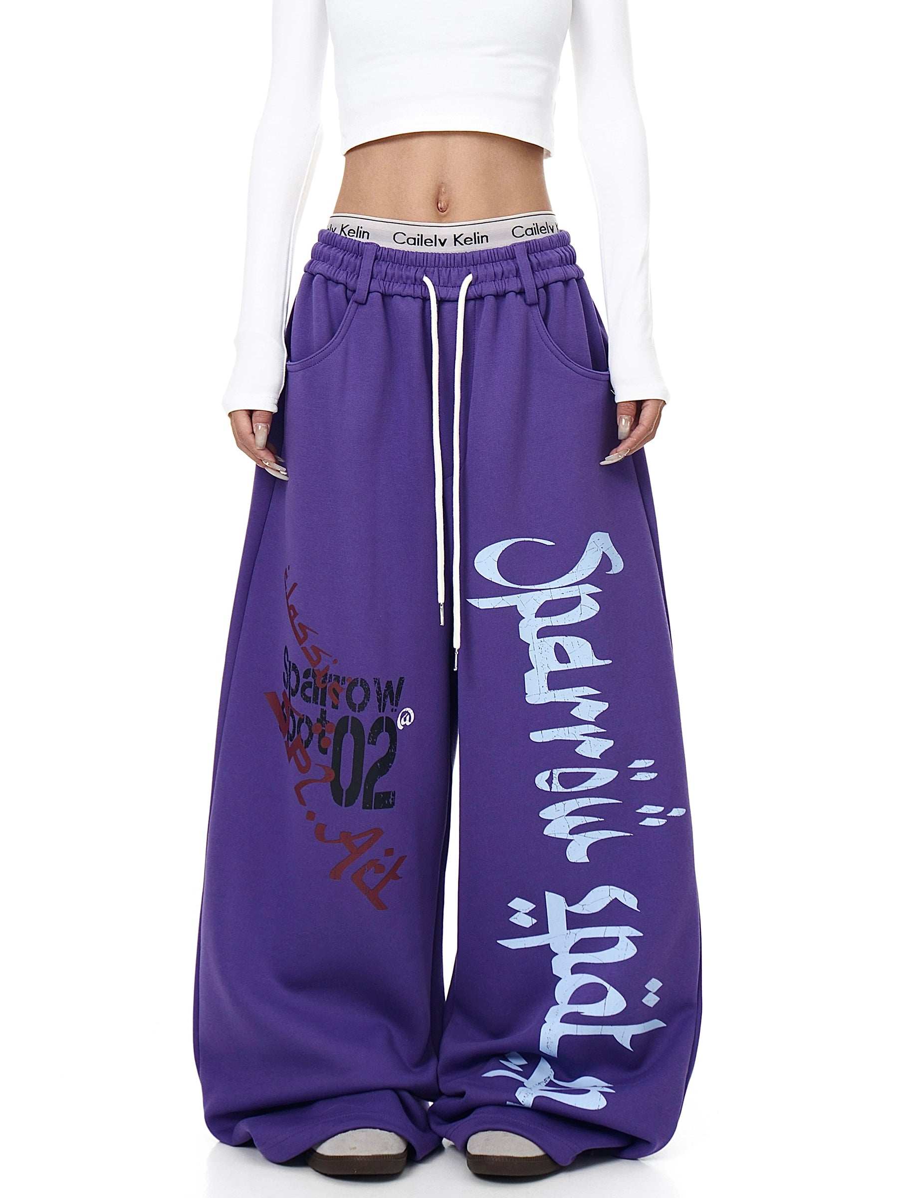 Graffiti Letter Print Straight-Leg Sweatpants