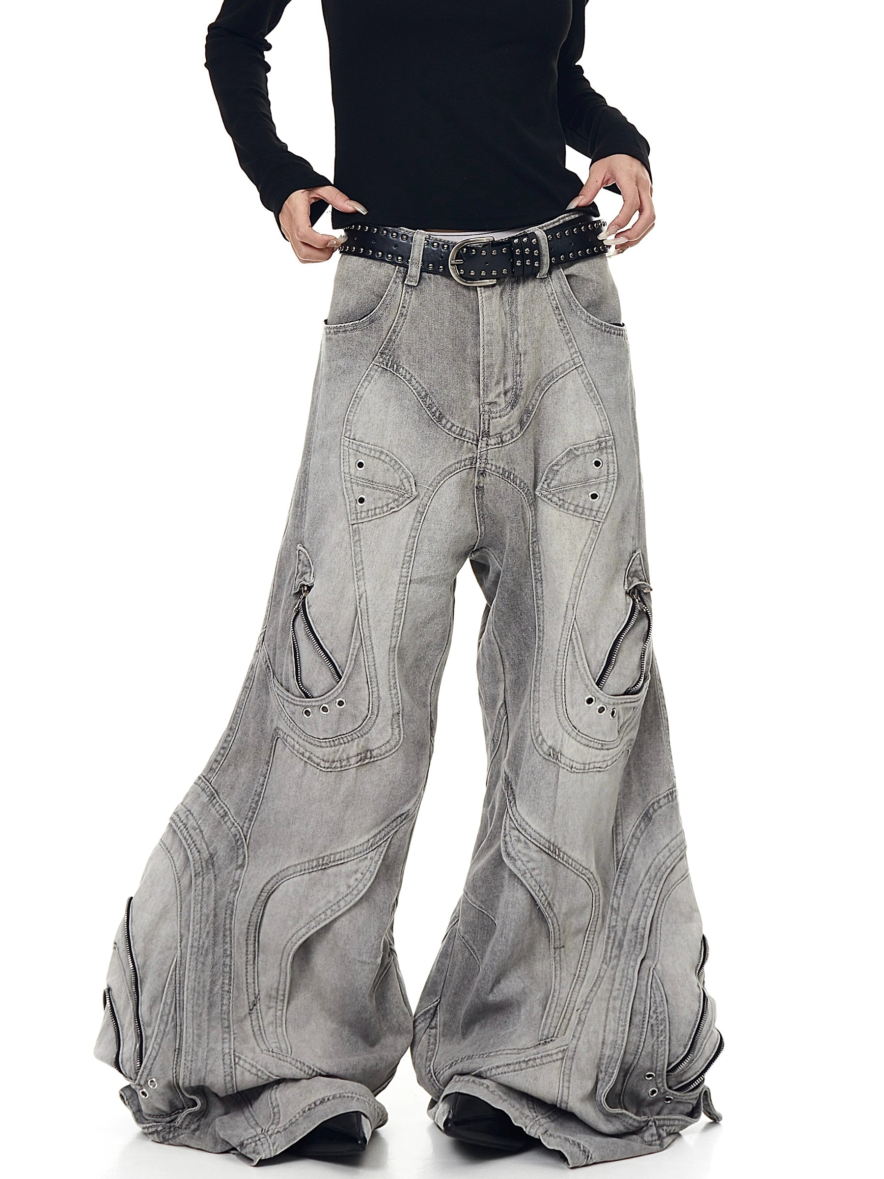 High Street Distressed Flare Denim Pants