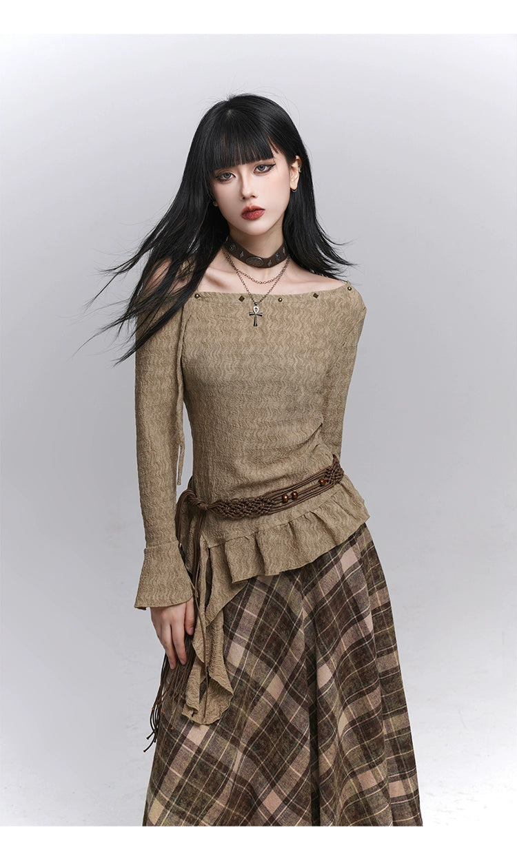 Long Sleeve One-Shoulder Top