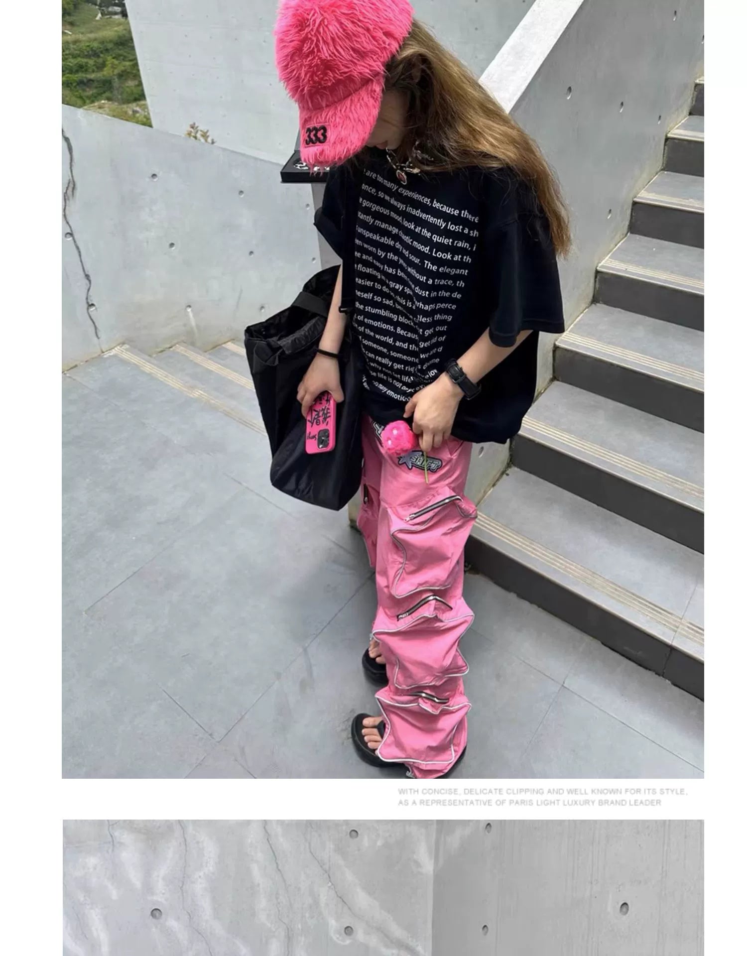 These reflective cargo pants from Sanhoostudio feature 3D star patches and bold avant-garde styling. The oversized fit and dark aesthetic make them ideal for nightwear, performance looks, or urban outfits, blending futuristic energy with functional streetwear practicality.