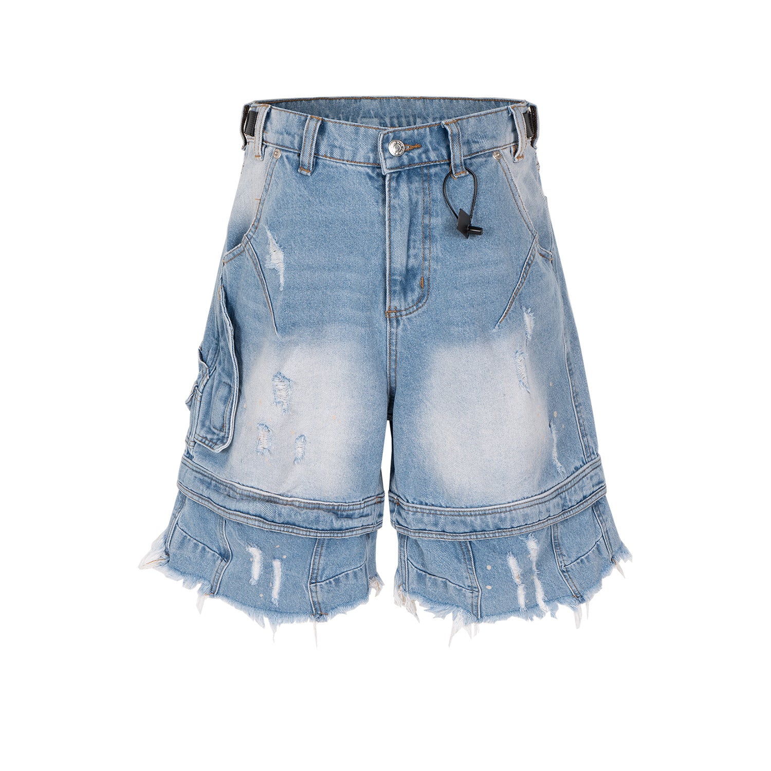 Whiskered Distressed Deconstructed Patchwork Cropped Pants