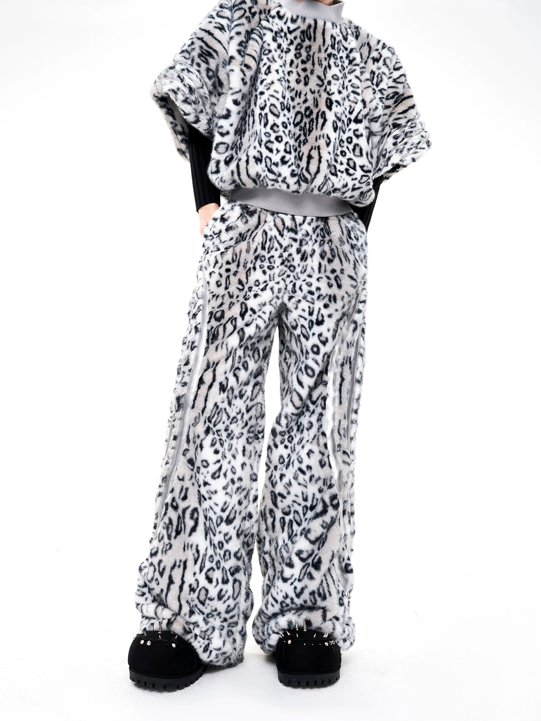 Faux Fur Patchwork Short Sleeve Sweatshirt