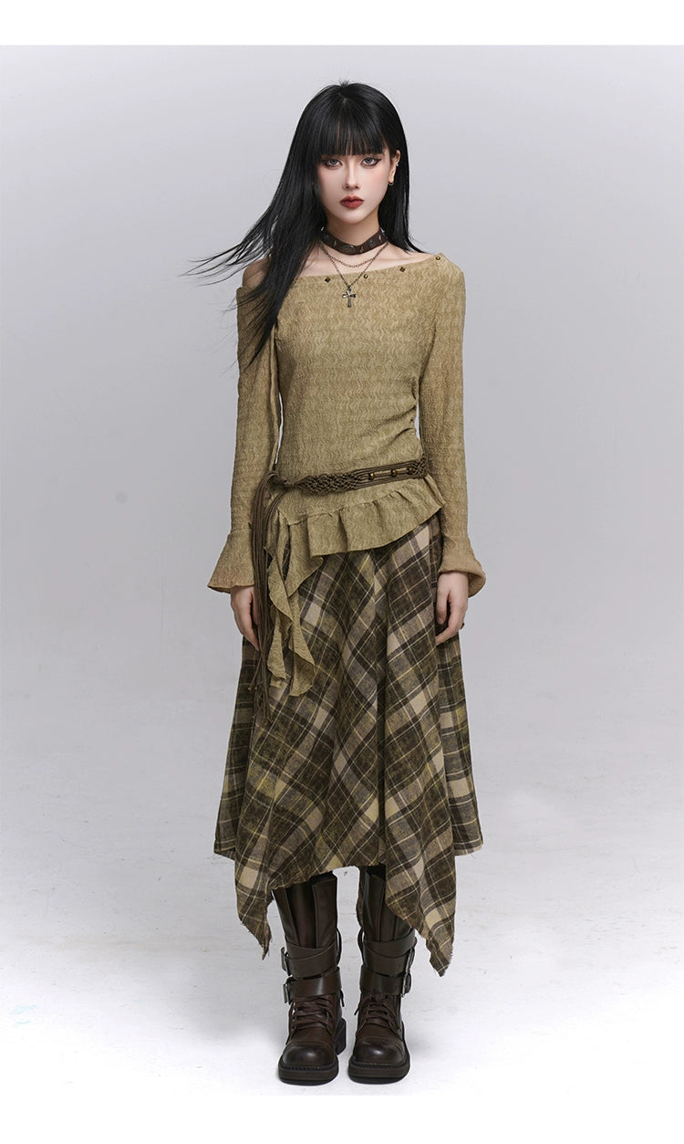 Blue Plaid A-Line Mini Skirt