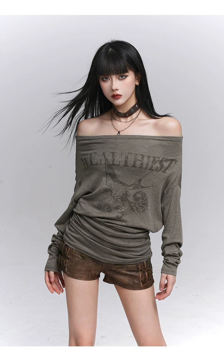 One-Shoulder Long Sleeve T-Shirt