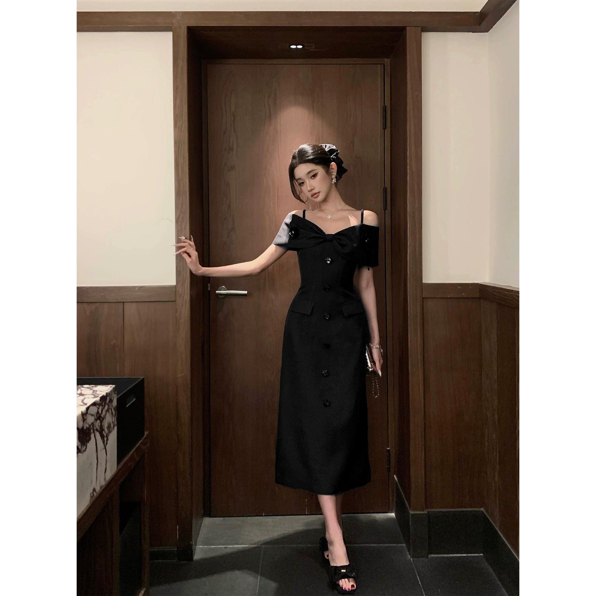 Off-Shoulder Blazer Maxi Dress