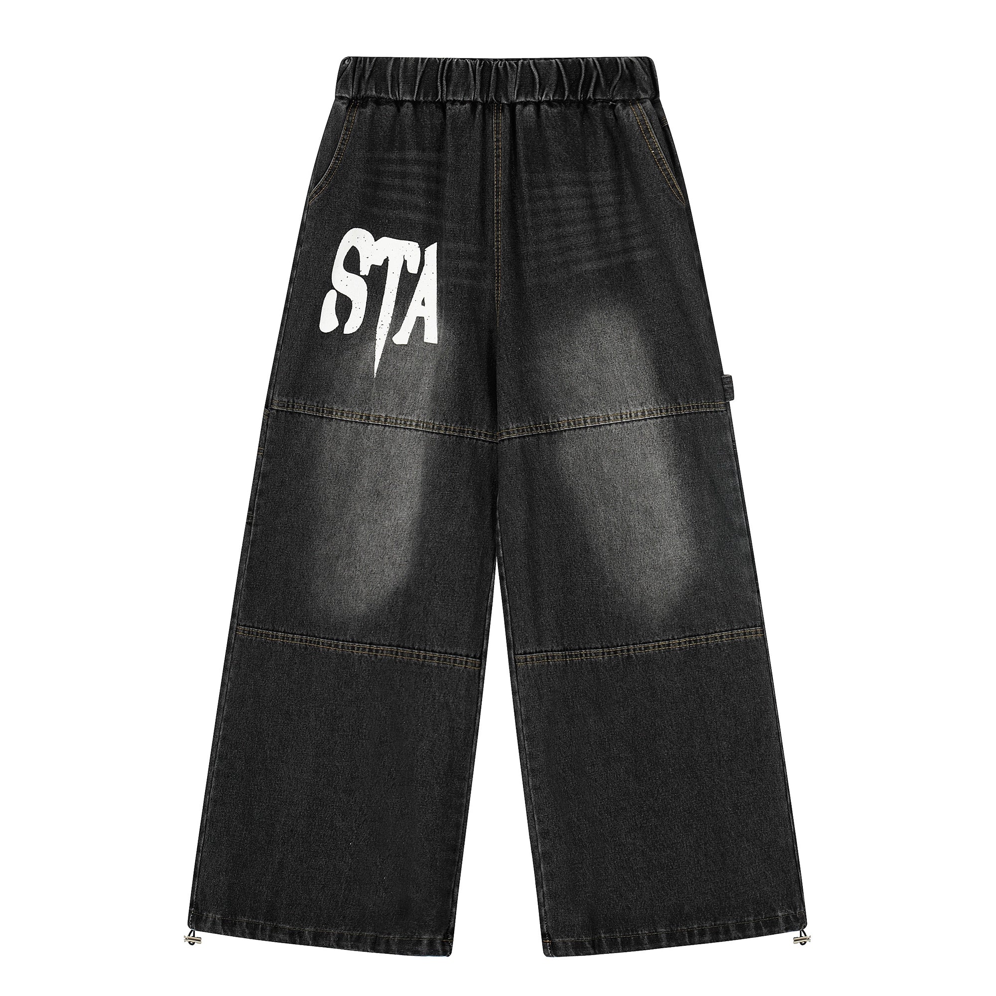 Washed Letter Vintage Loose Denim Pants