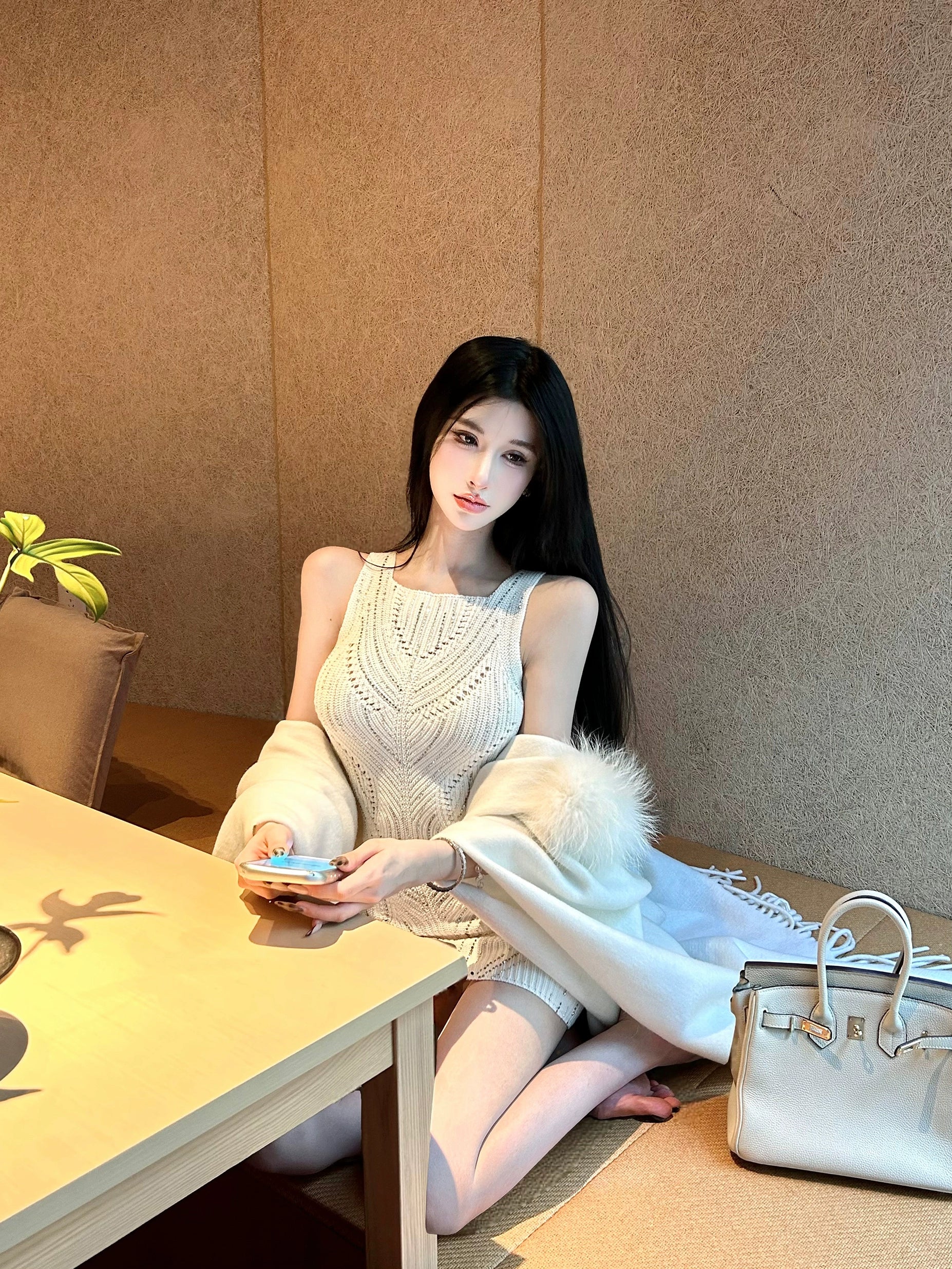 Pure White Knit Bodycon Dress