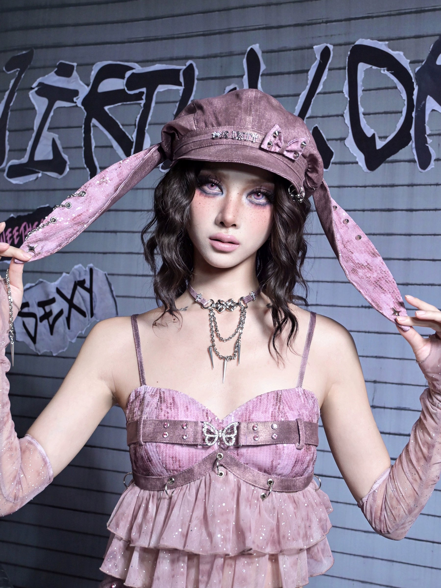 Studded Bunny Beret Hat