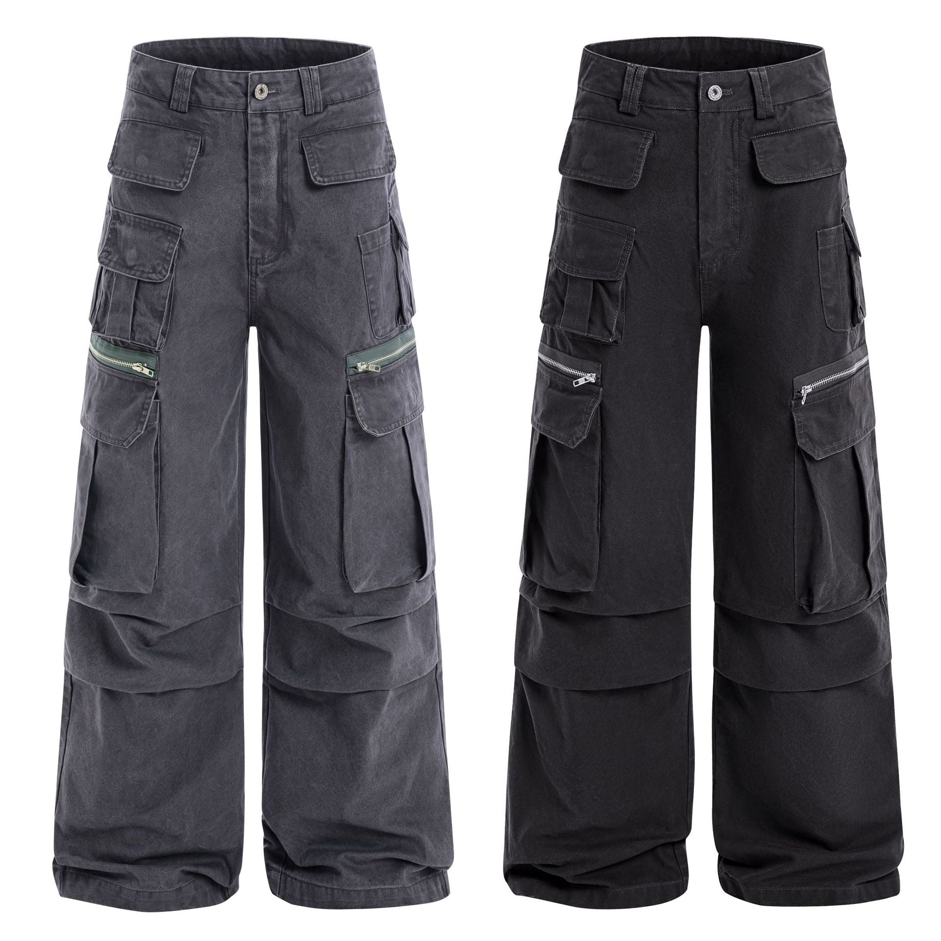 【25s Aug.】Vintage Washed Multi-Pocket Straight Cargo Pants