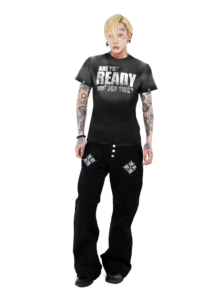 【25s Sep.】Washed Letter Printed Slim T-shirt