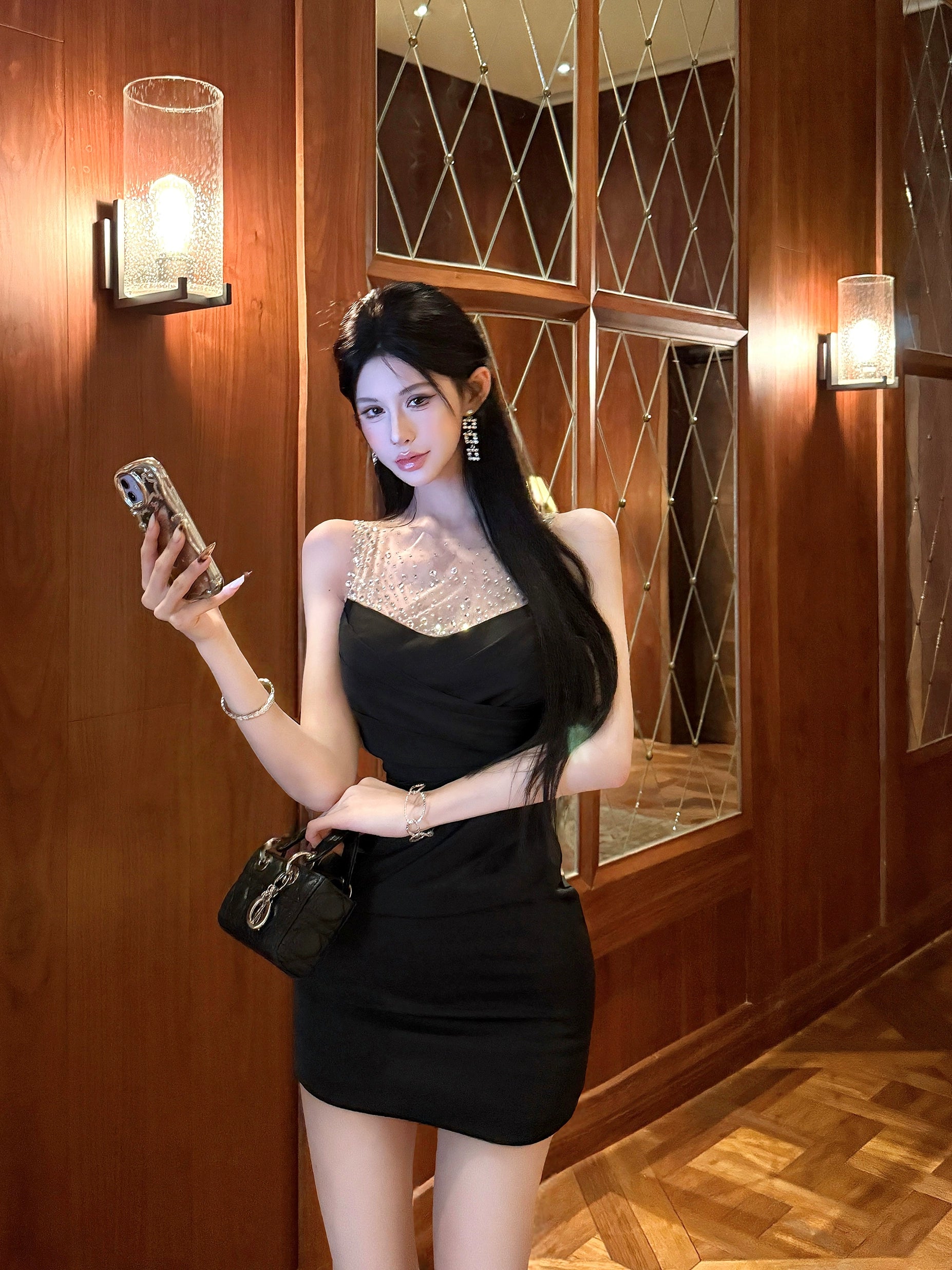 Elegant Sheer Mesh Midi Dress