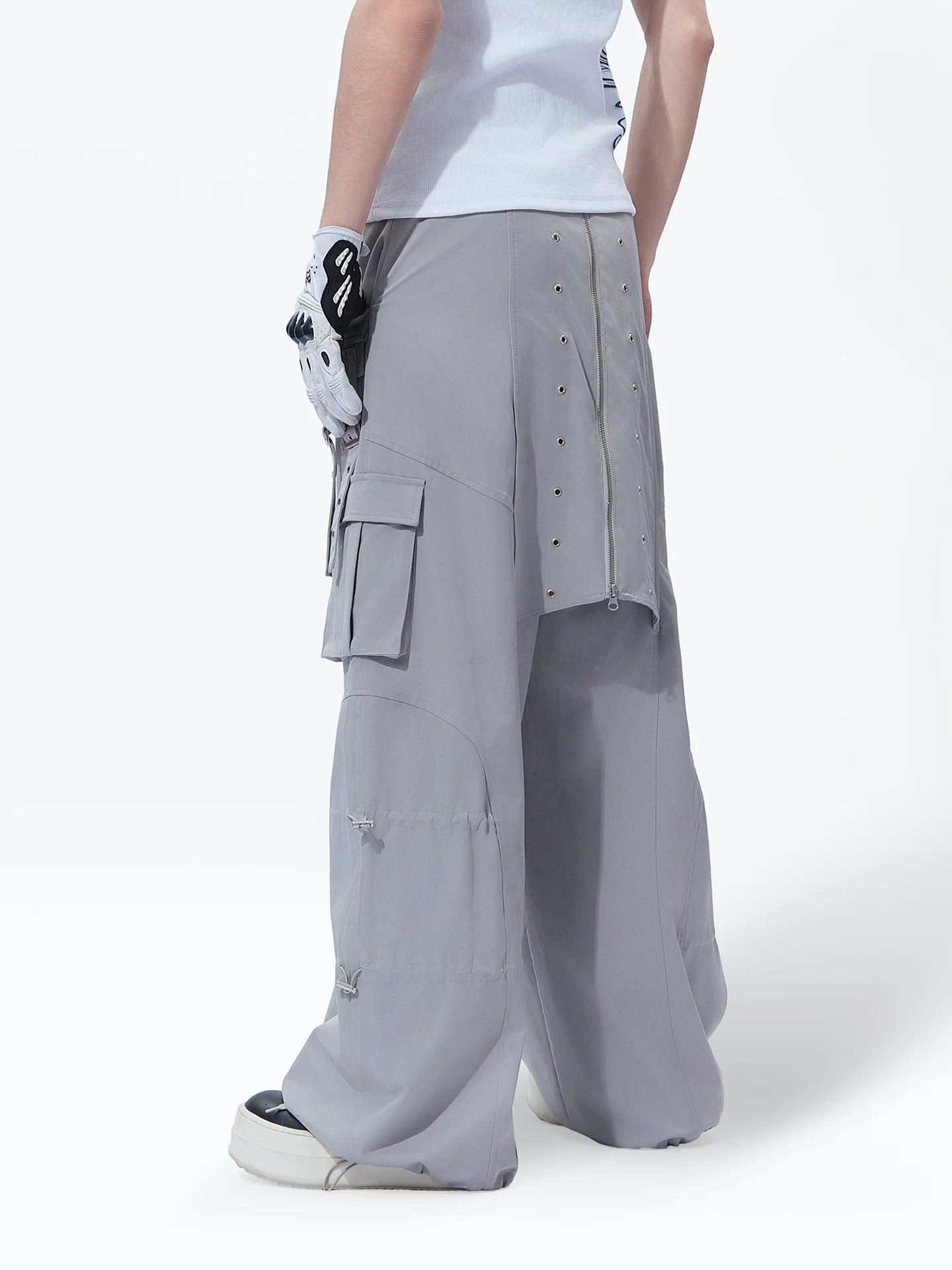 Sanhoostudio Zipper Wide Leg Cargo Pants