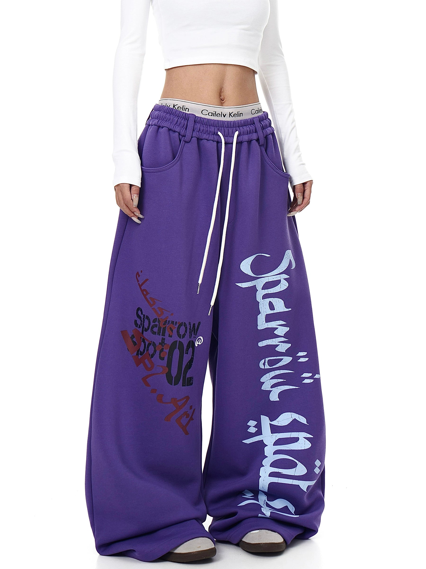 Graffiti Letter Print Straight-Leg Sweatpants