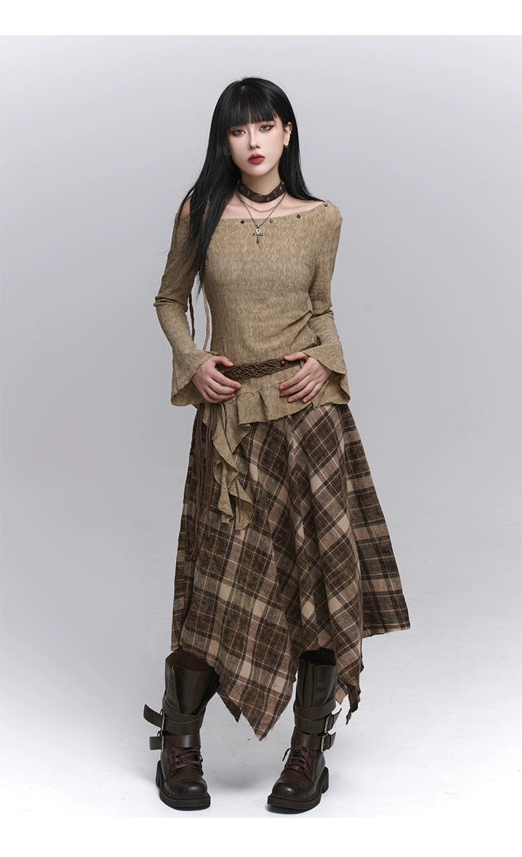 Long Sleeve One-Shoulder Top