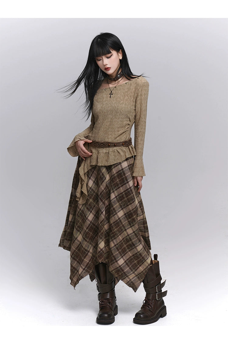 Long Sleeve One-Shoulder Top