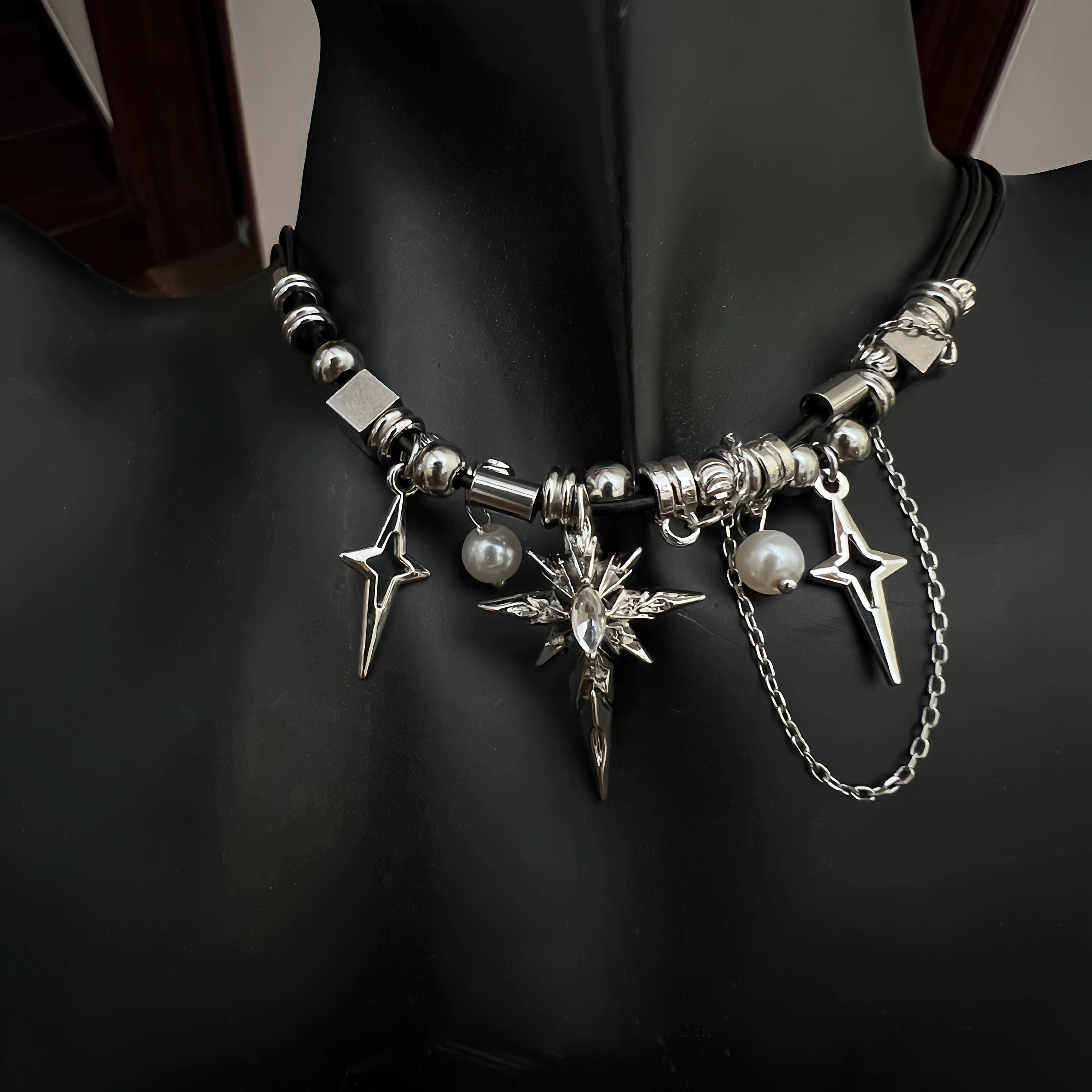 Pearl Cross Double Layer Streetwear Necklace