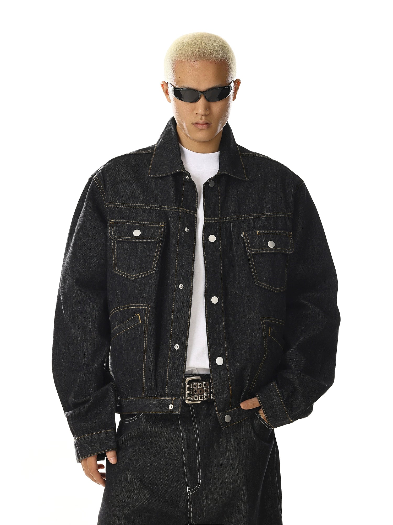 Vintage American Raw Denim Jacket with Pocket Detail Cleanfit Style