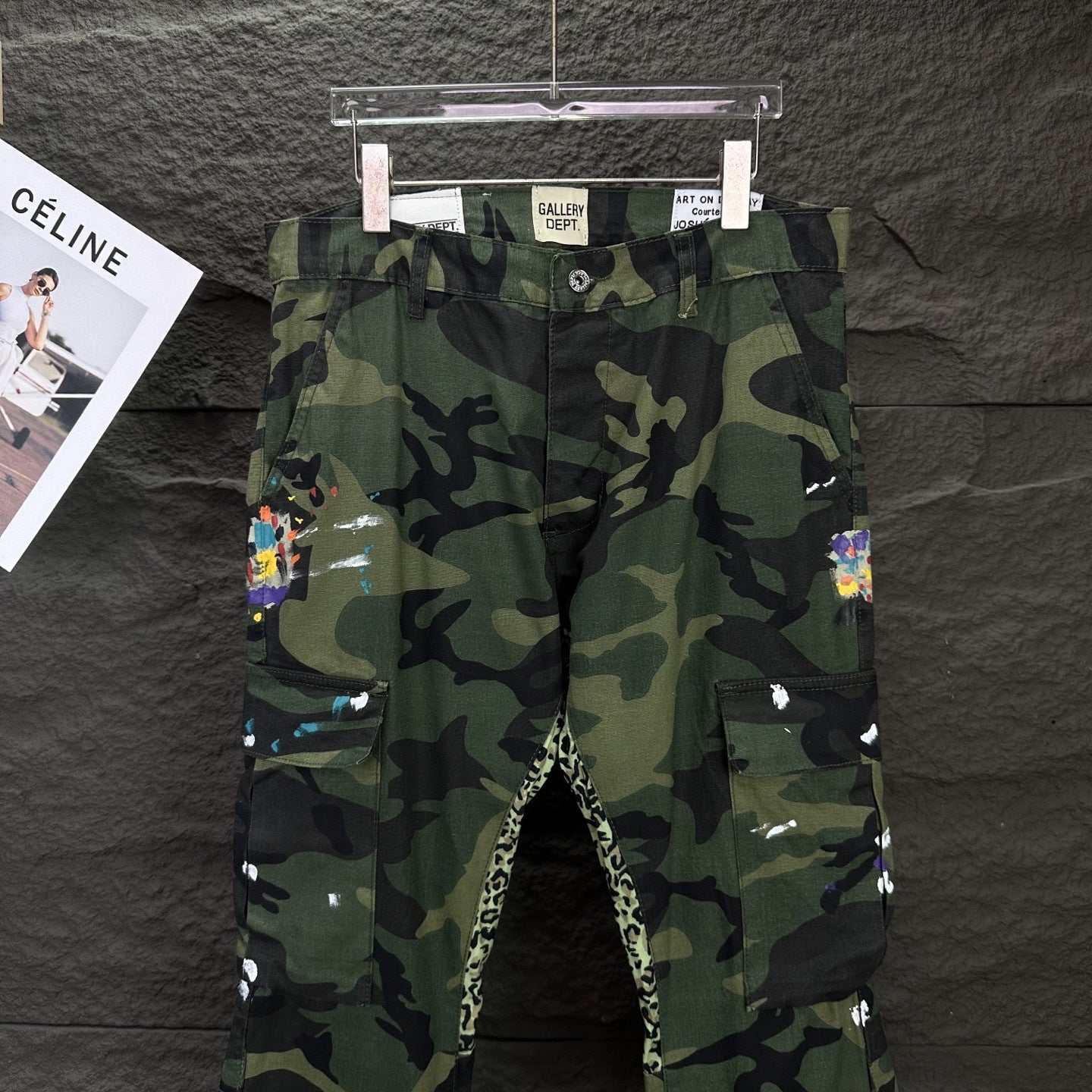 【25s Aug.】Hand-Painted Camouflage Patchwork Flared Cargo Jeans