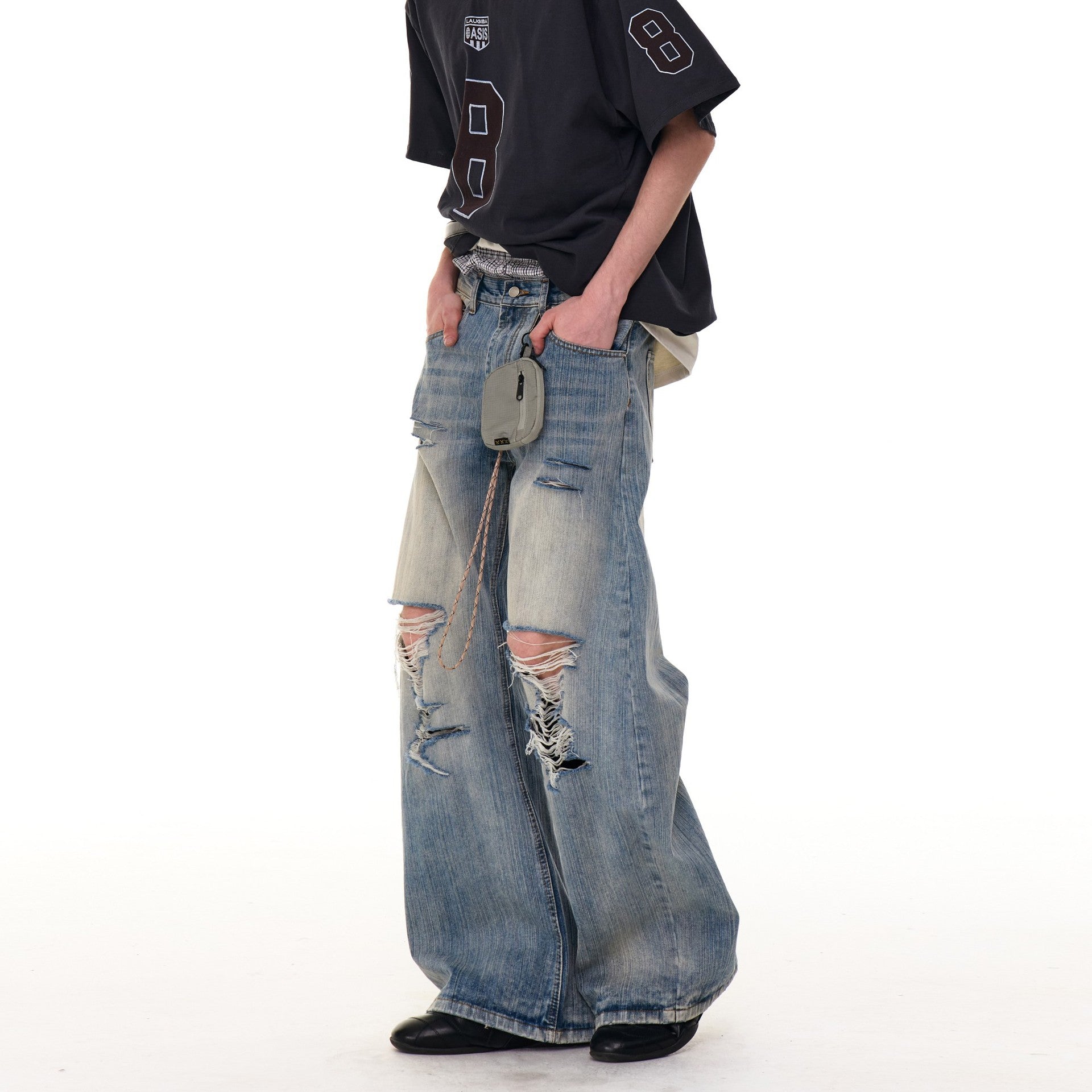 【25s Aug.】Vintage Washed Distressed Ripped Jeans