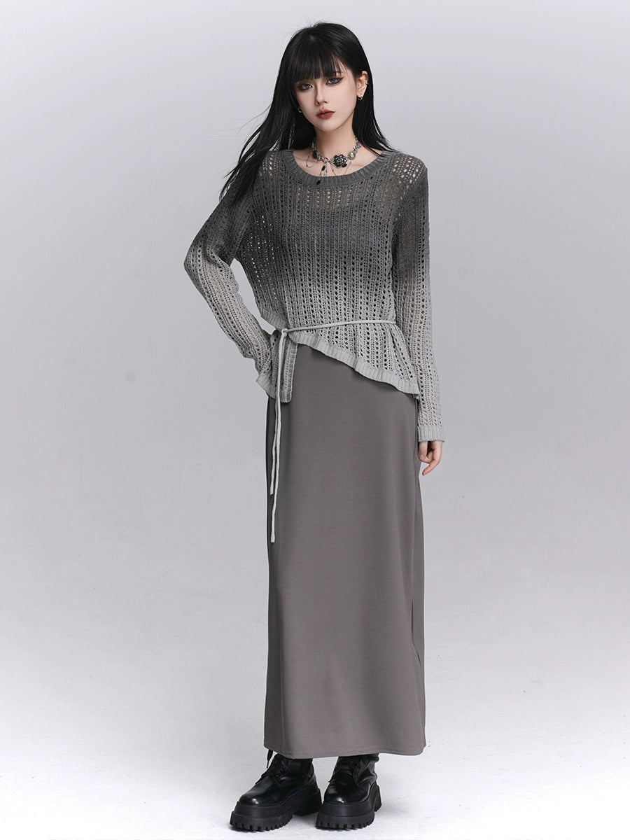 Korean Minimalist Hollow-Out Two-Piece Set