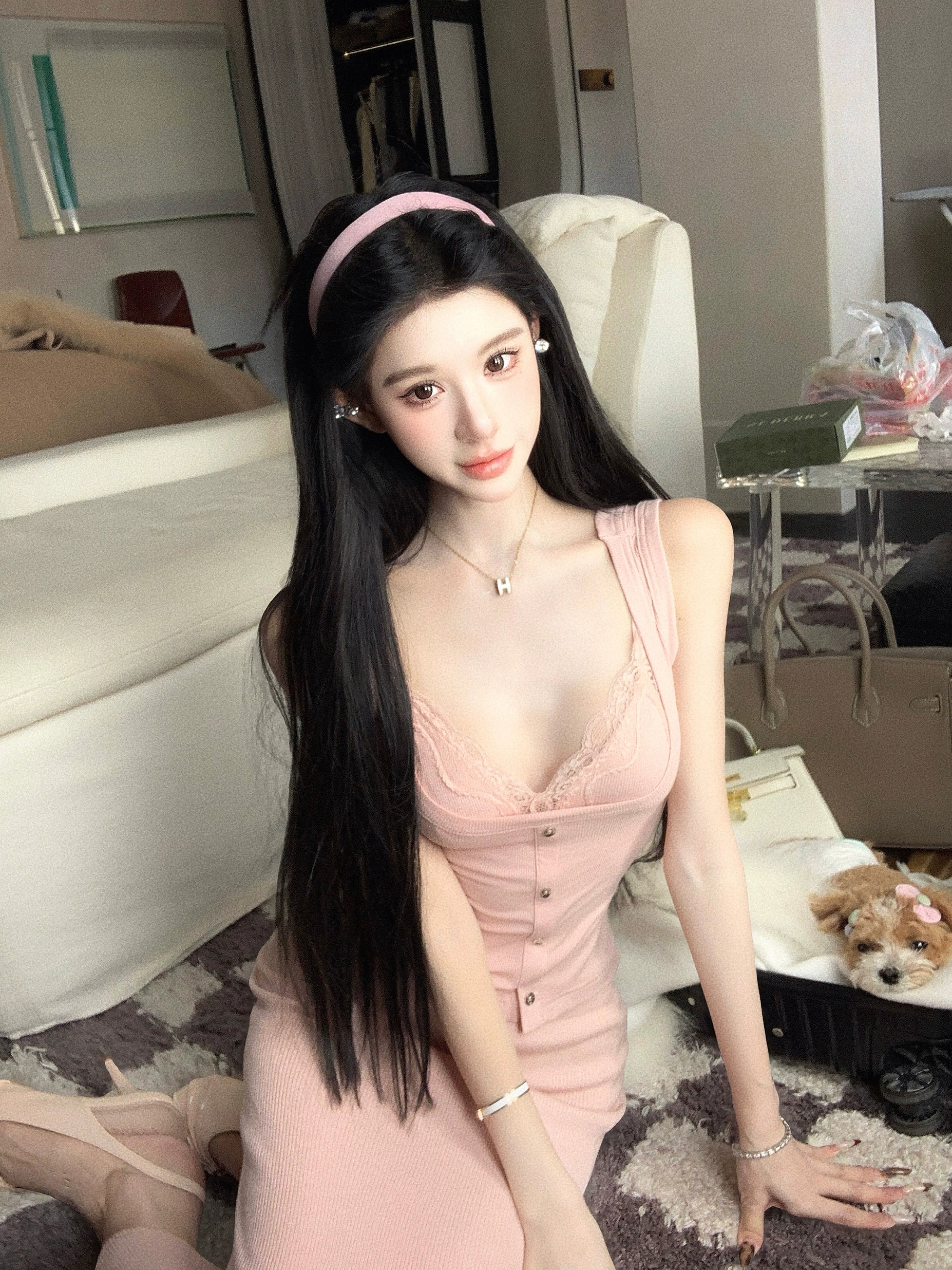 Lace Patchwork Crop Skirt Set