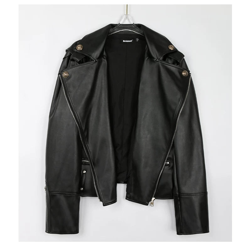 Sanhoostudio Green Cropped PU Moto Jacket