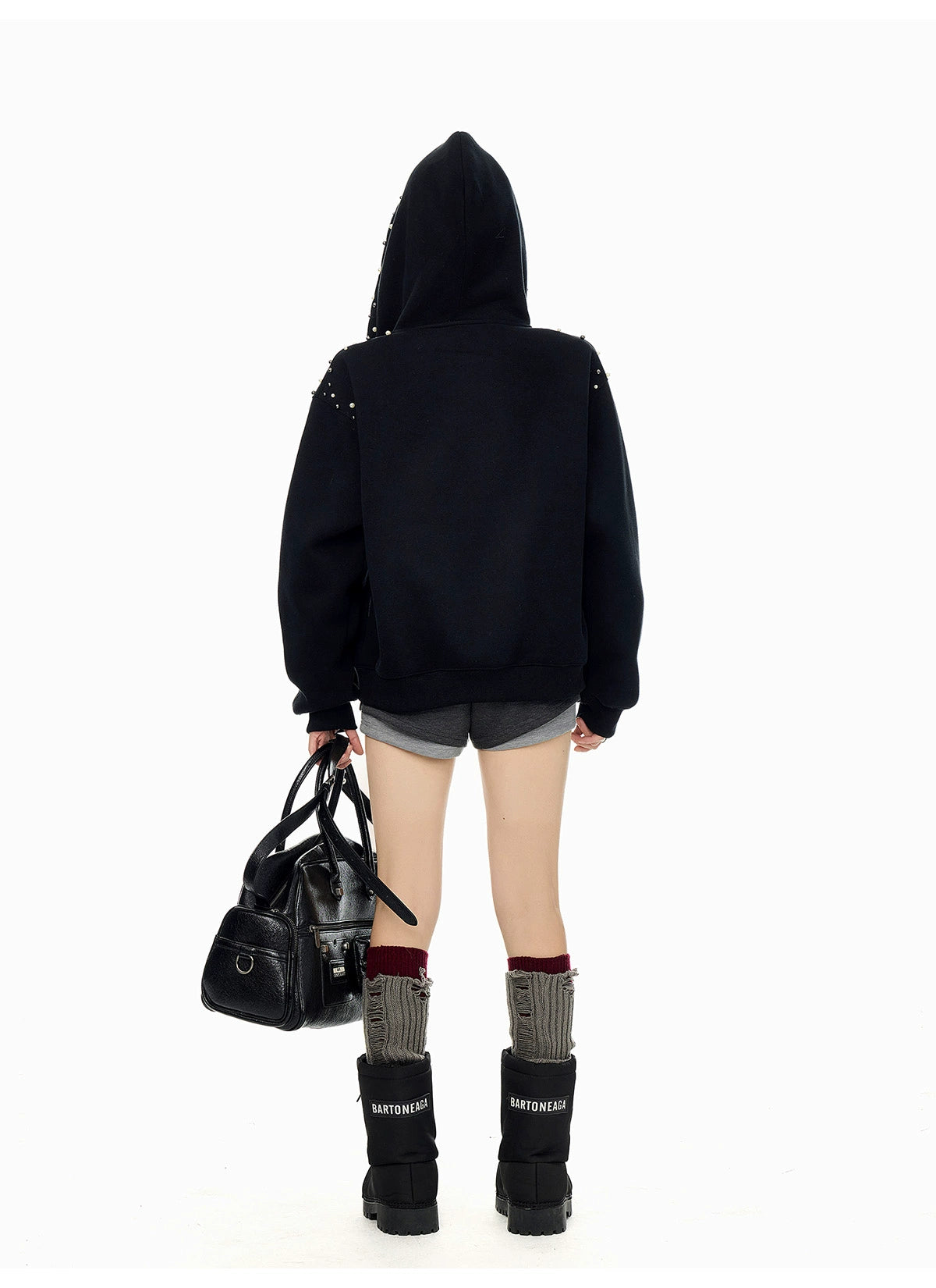 【25s Sep.】Vintage Pearl Detail Oversized Hoodie