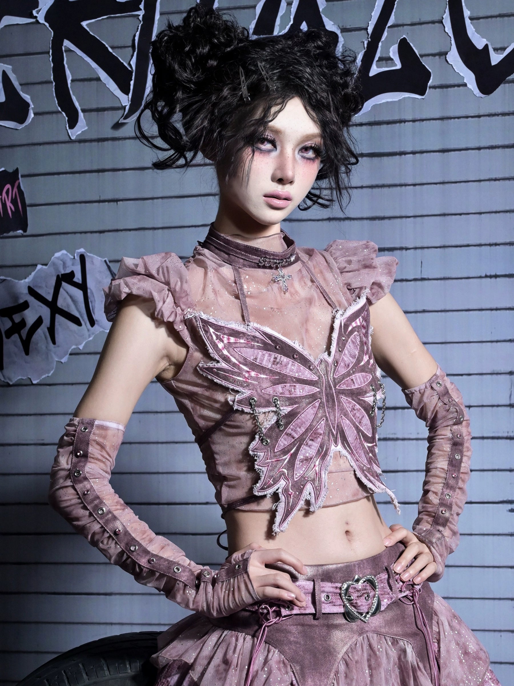 Mesh Studded Long Sleeves