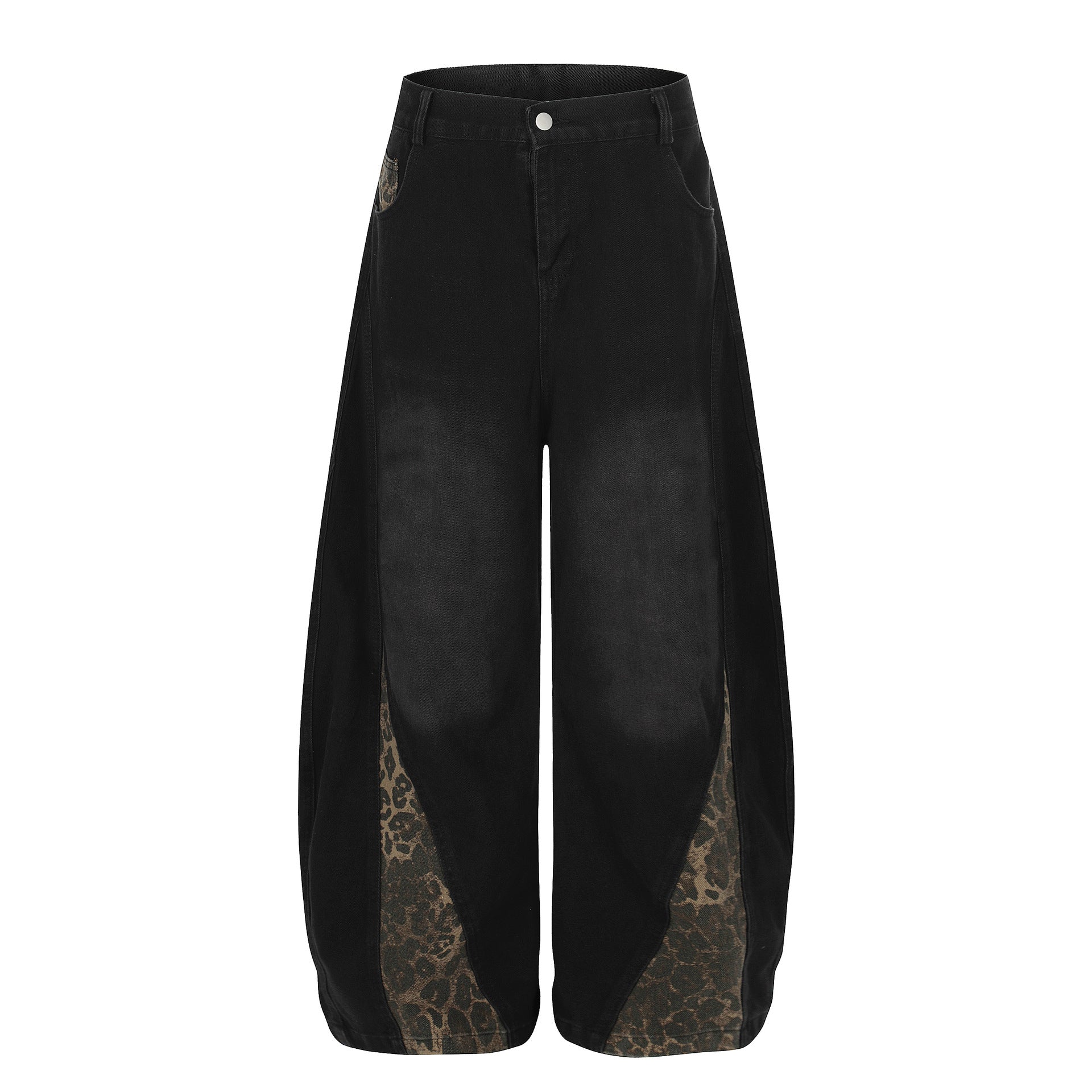 Vintage Leopard Print Washed Loose Jeans