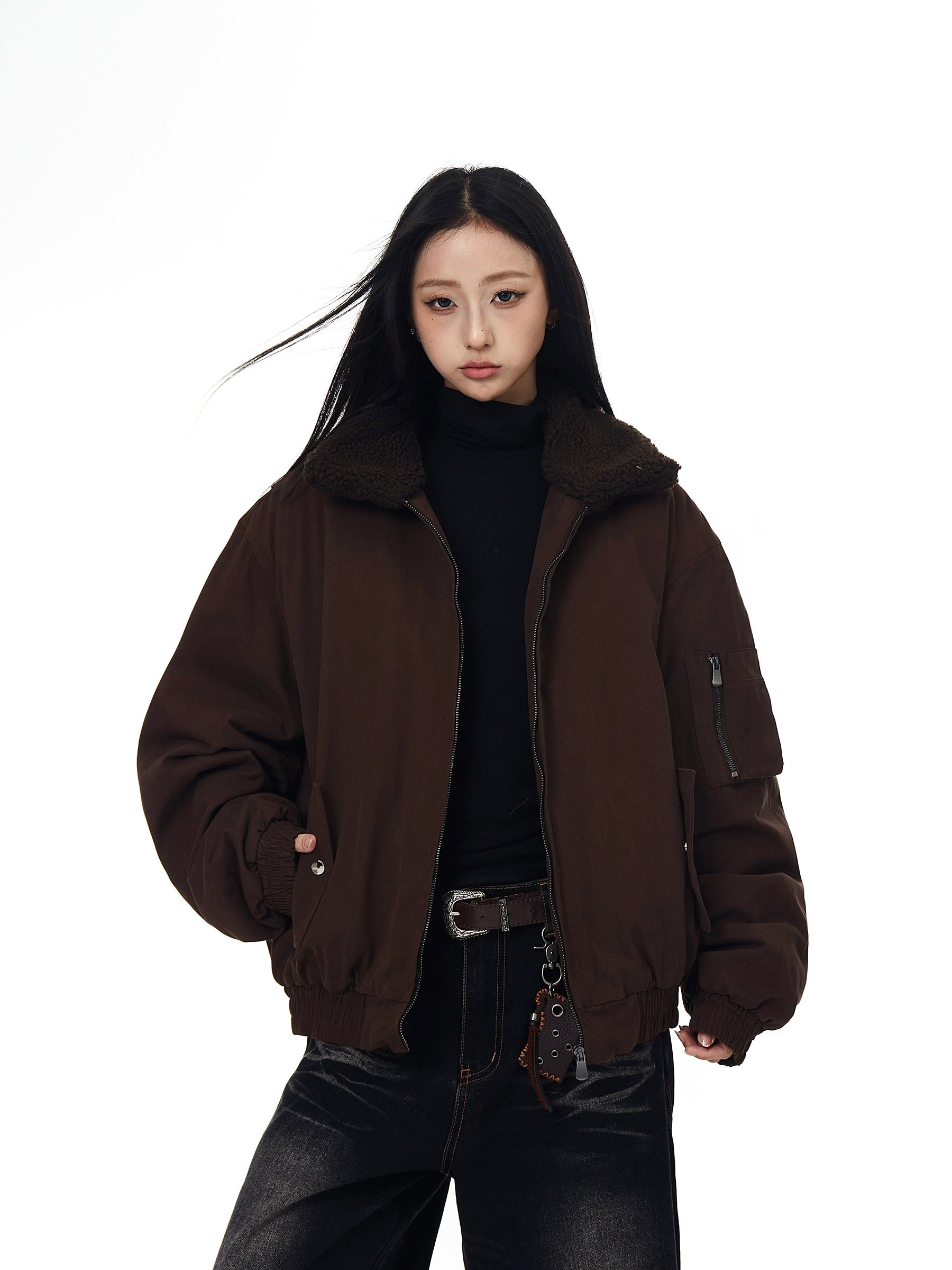 Coffee Sherpa Collar Cleanfit Winter Jacket
