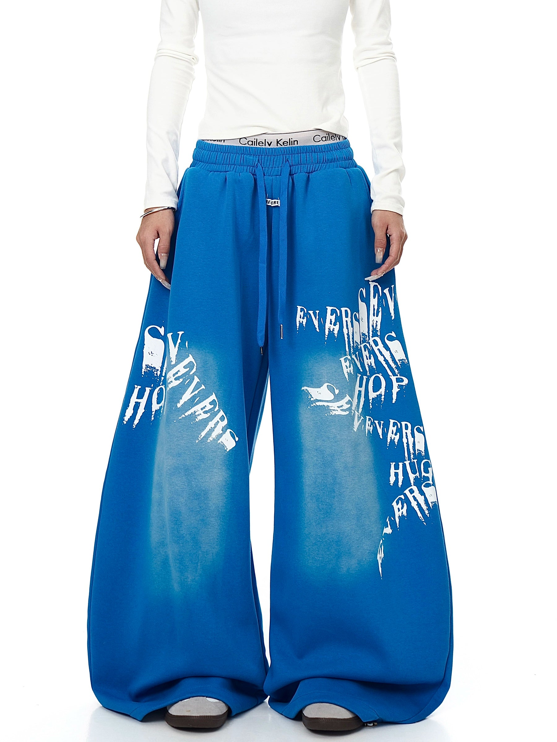 Washed Gradient Letter Print Sweatpants