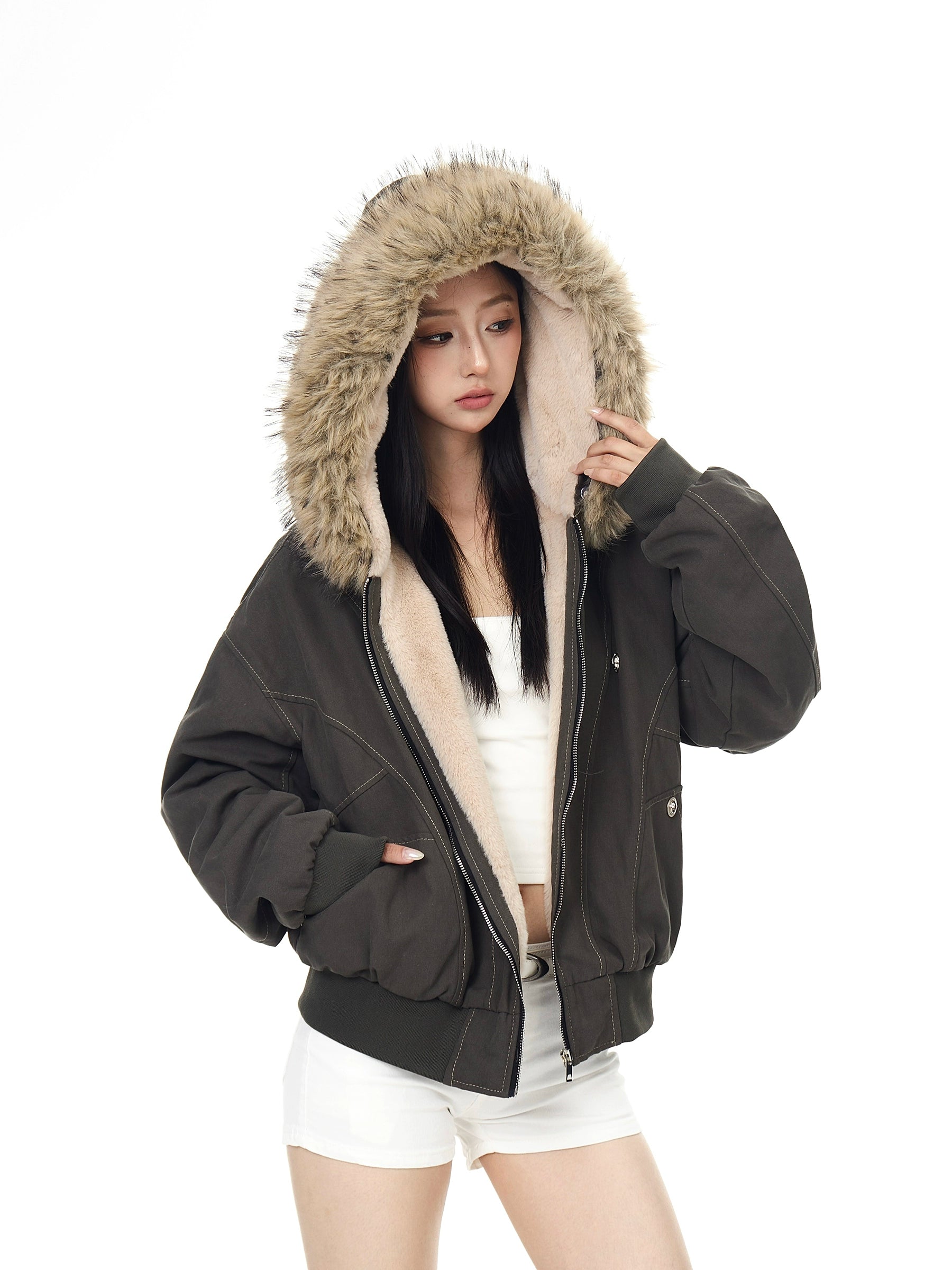 Fur Hooded Parka Jacket