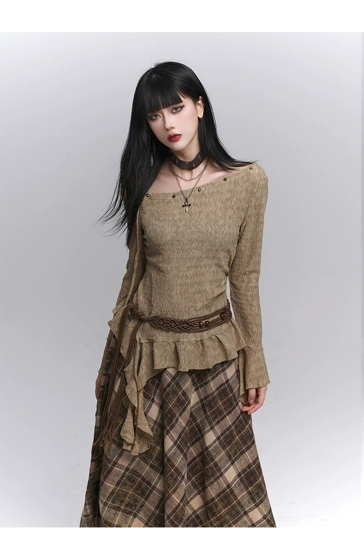 Long Sleeve One-Shoulder Top