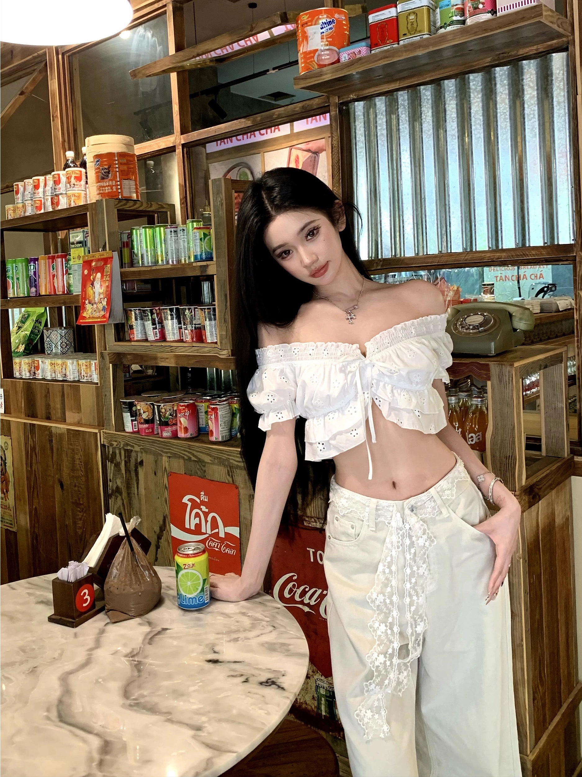 French Lace Off-Shoulder Top