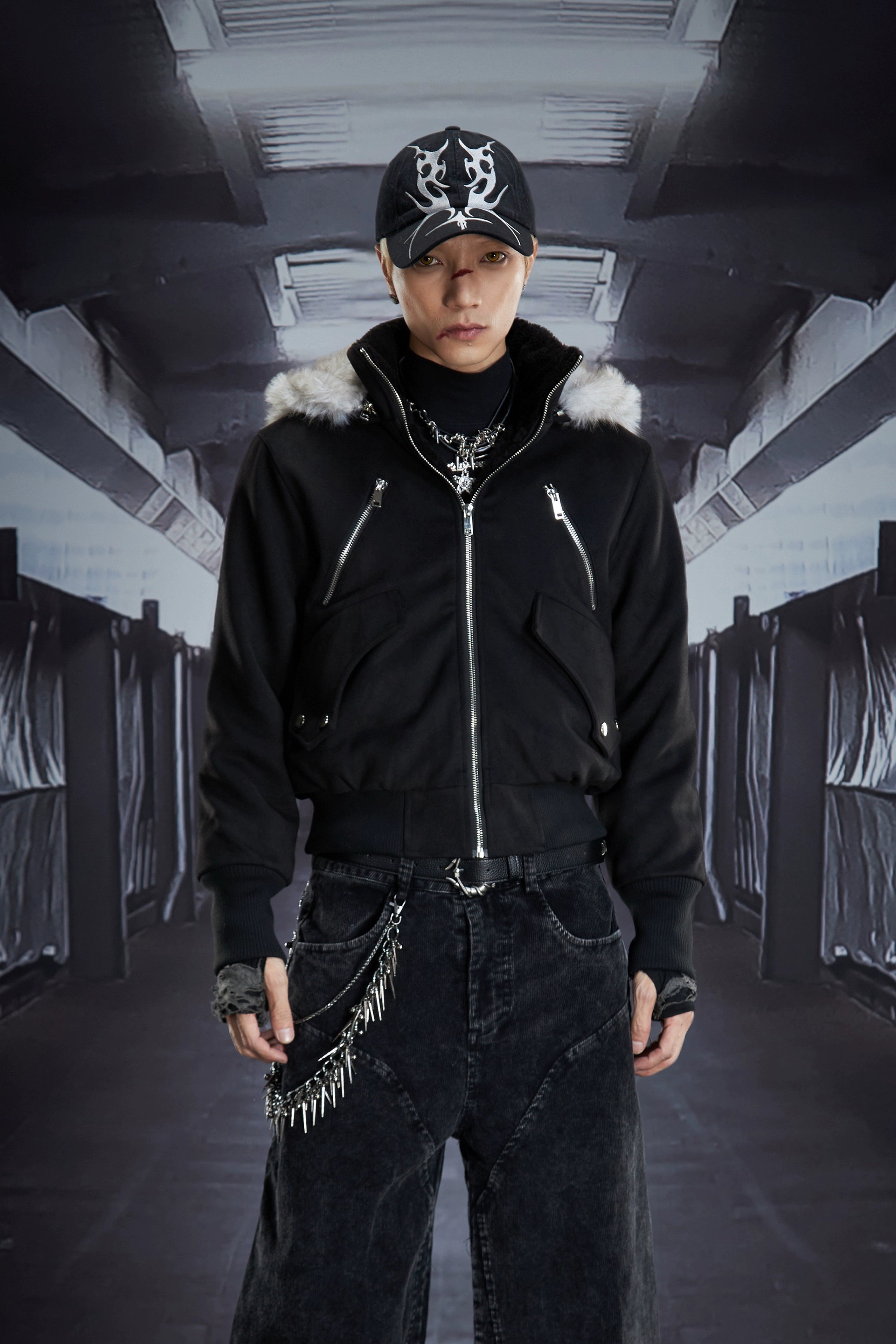 Fuzzy Hooded Ultra-Cropped Thick Winter Puffer