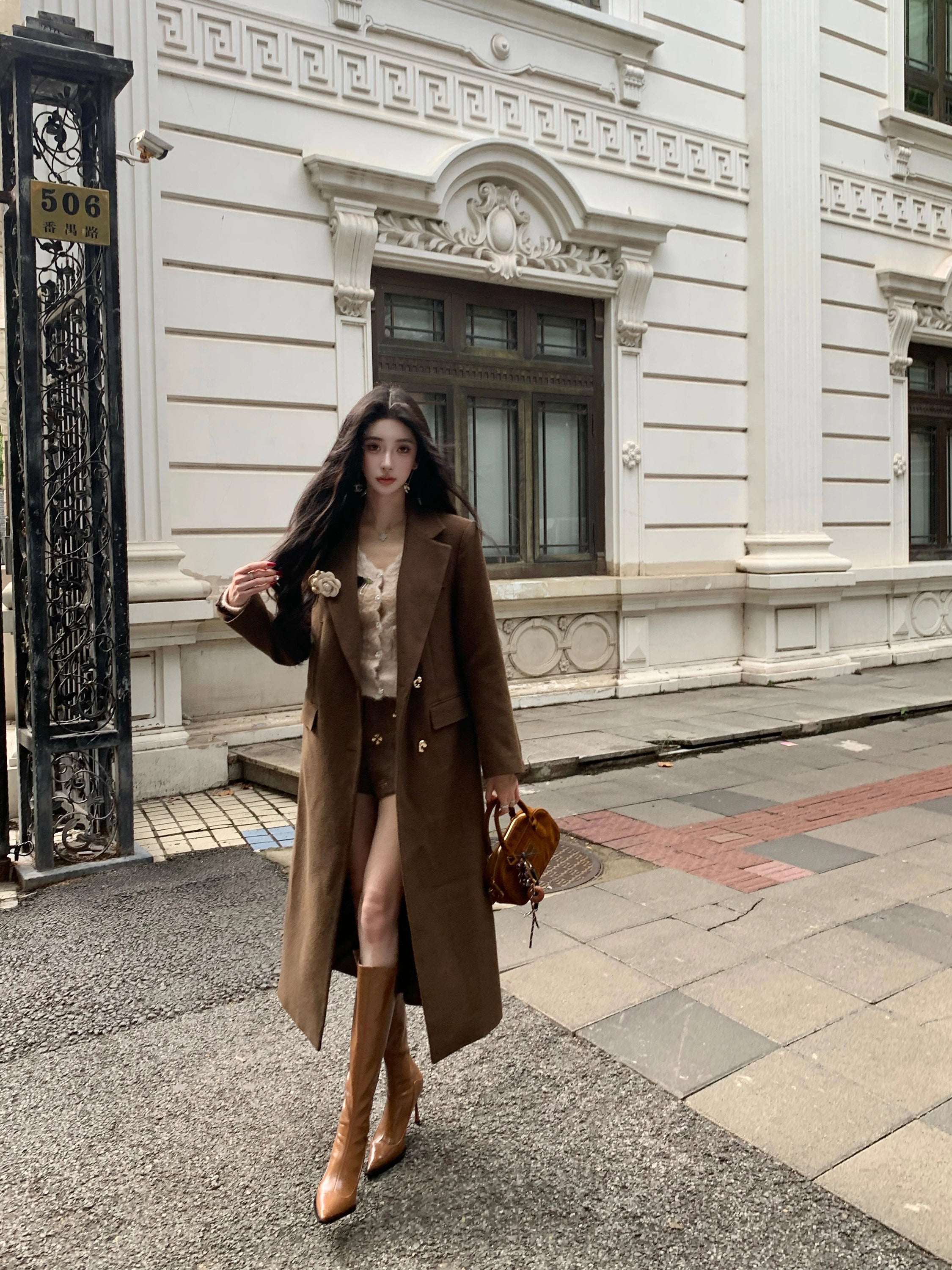 Stay cozy with the Classic Grey Wool Overcoat from Sanhoostudio, a refined outerwear piece offering warmth and elegance for autumn and winter seasons.