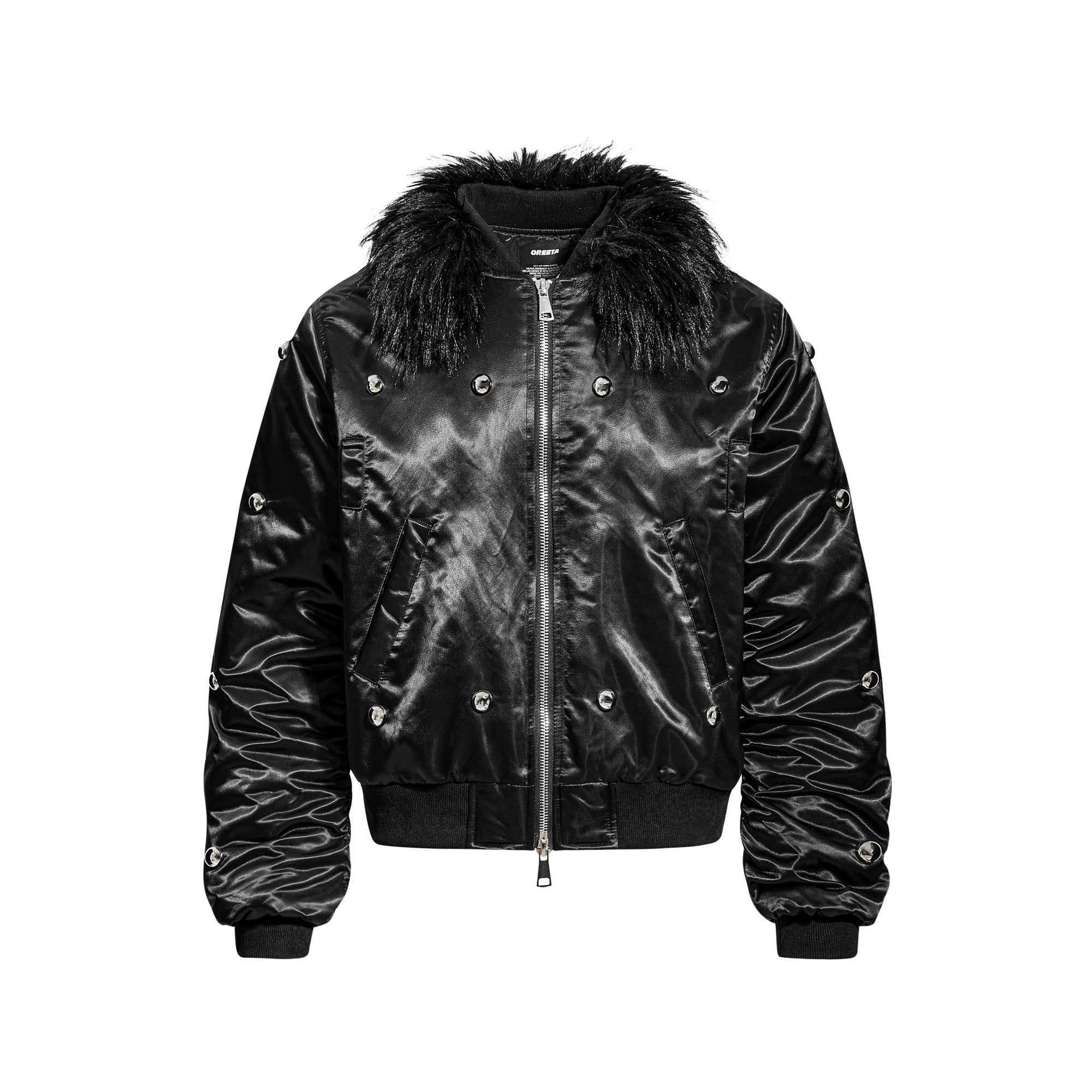 Studded Aviator Fur-Collar Heavy Puffer Jacket